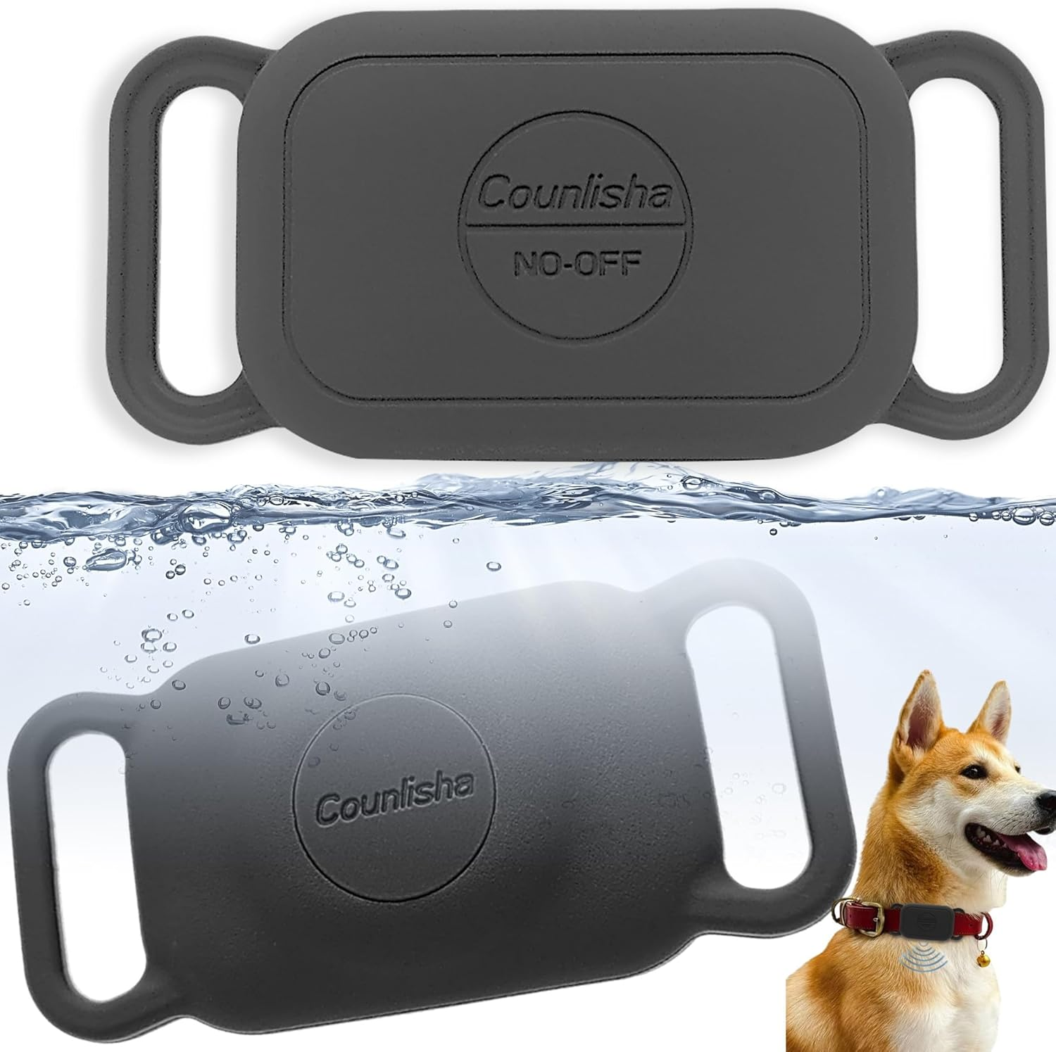 Silicone Holder for Tile Pro (2024) for Dog Collar, Slim Durable Cover Tag for Pet Necklace Accessories, Waterproof Case for Tile Life360 Pro Tracker for Cat,Bag (2 Pack,Black)