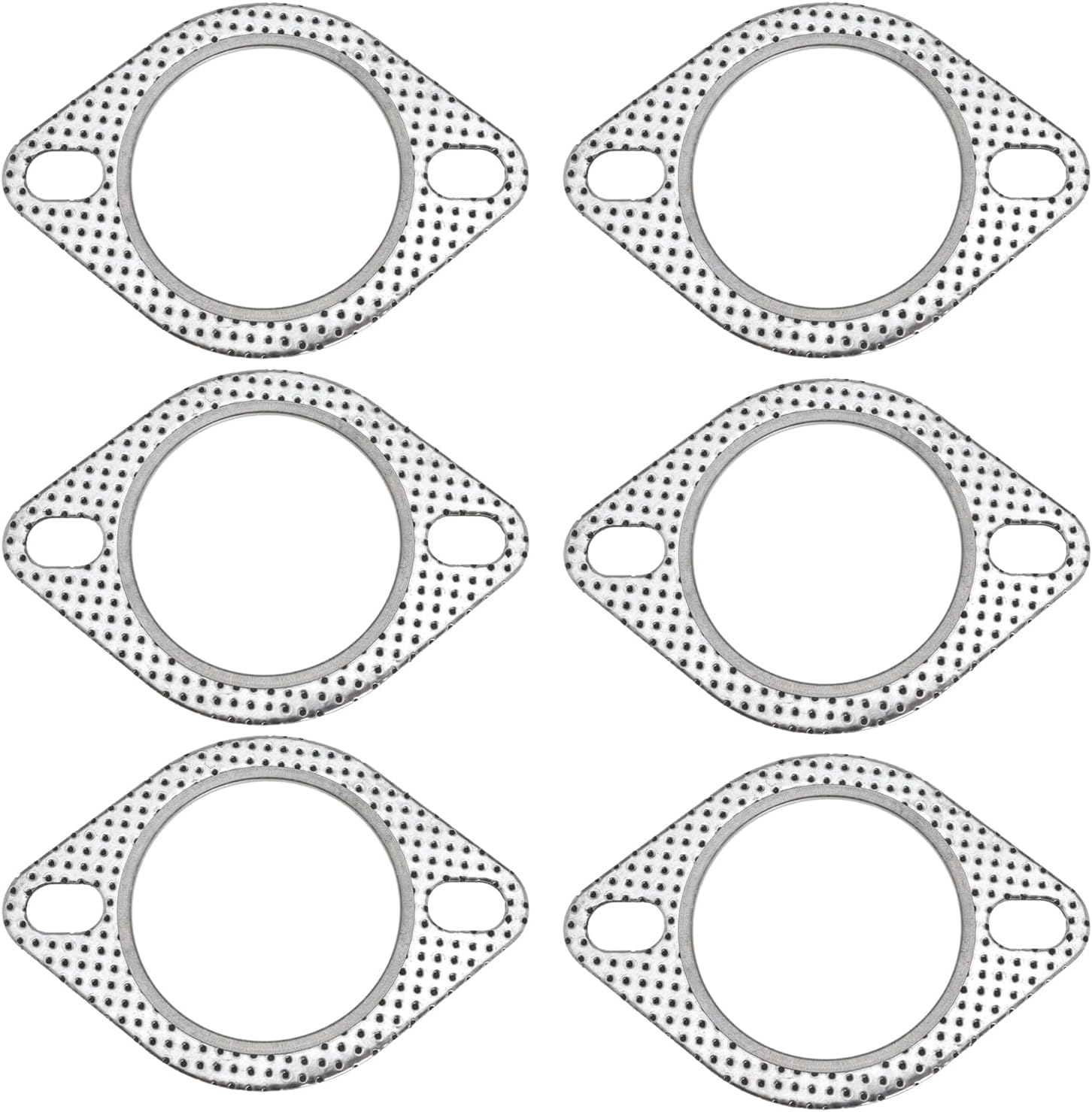 IONPSHG 6 Pcs Car Exhaust Gasket Standard 3" 2-Bolt Exhaust Flange Gasket Replaces OEM#120-06310-0002 Standard Exhaust Manifold Gasket Aluminium Alloy High Temp Gasket Material Car Accessories image number 2