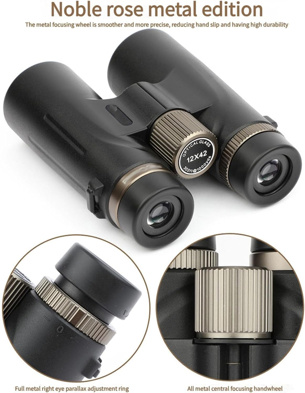 12X42 Adults High Magnification Binoculars, Waterproof & Fogproof, Wider View, Night Vision, Great for Bird Watching, Hunting & Travel and Concerts (Green) image number 4