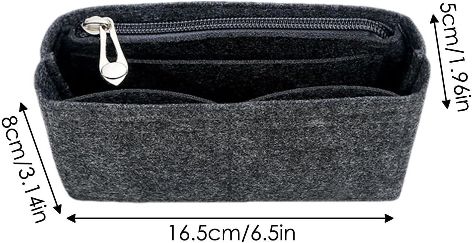 Daooibpa Bag Insert Organizer, Felt Purse Insert Organizer with Zipper, Tote Liner Insert, Multi-Pocket Felt Handbags Organizer for Insert Wallet Organizer image number 3