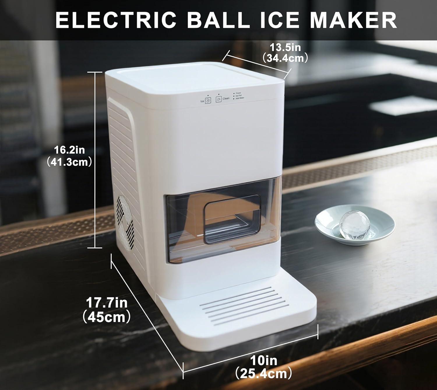 Itoma Ice Ball Maker Machine, Smart Sensors, One-Touch Clean, 2 Pcs in 50 Mins, Quiet Self-Cleaning Ice Machine, for Cocktails & Whiskey, Countertop Ice Maker for Home/Bar Party image number 5
