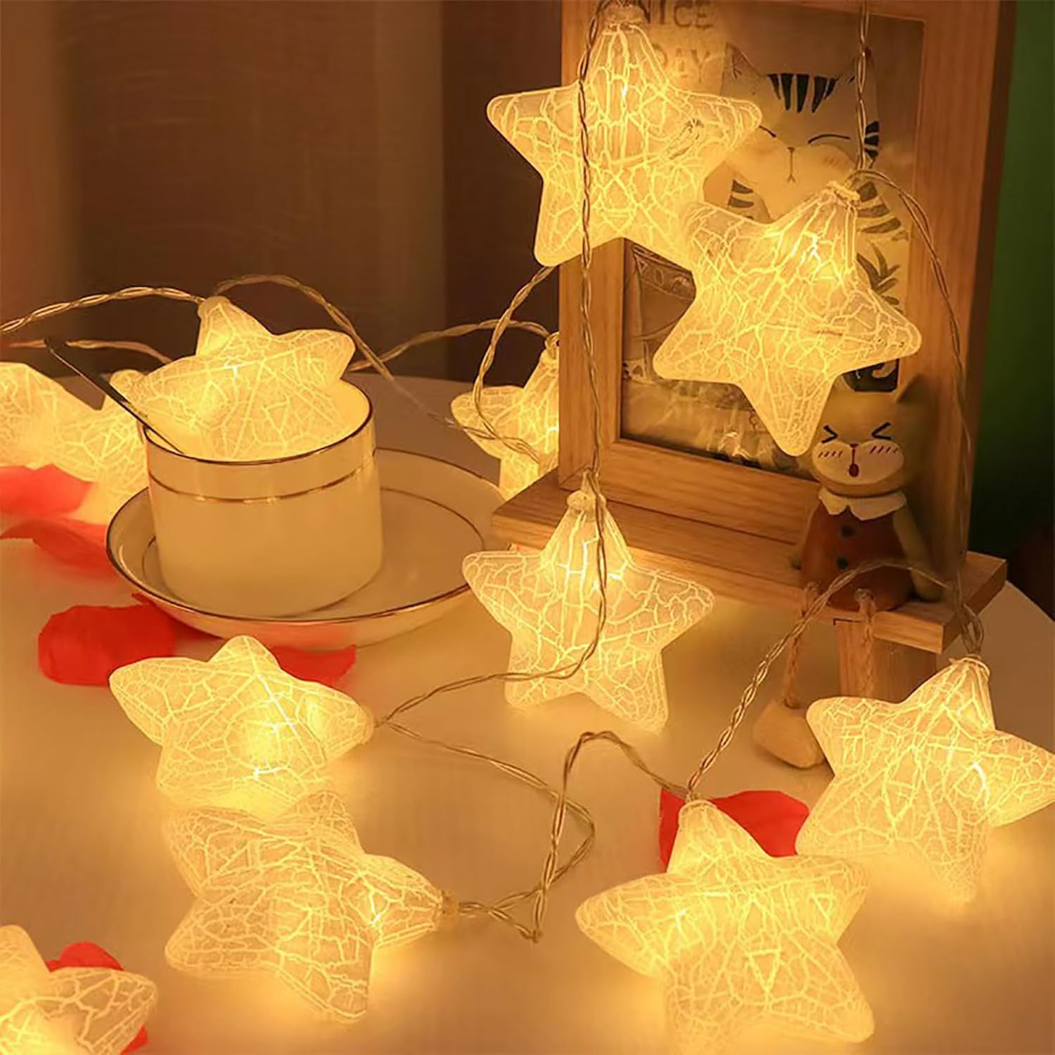 Fairy Lights Stars, 1.5 M 10 LED White Fairy Lights Battery, Children'S Fairy Lights, Children'S Room, LED Fairy Lights Children, Battery Operated, for Children'S Room, Bedroom, Garden image number 5