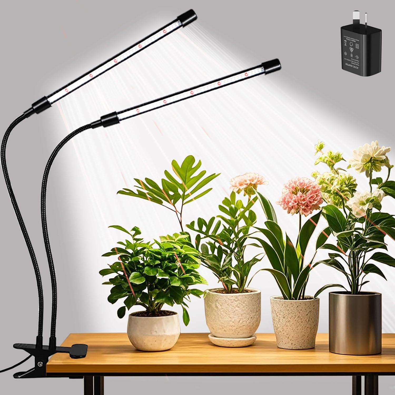 Grow Lights for Indoor Plants, Upgrade 84 Leds Clip Plant Lights, Full Spectrum LED Plant Growing Lamps with Flexible Gooseneck, 3/9/12H Timer, 3 Spectral Modes, 10 Dimmable Levels(2 Head 1 Pack) image number 5