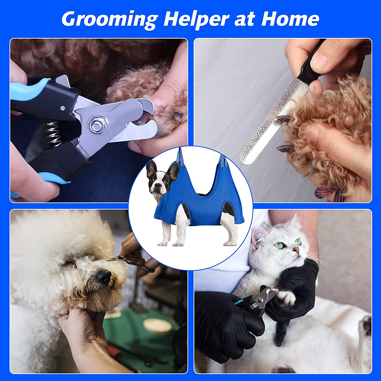 Pet Grooming Hammock for Small Dogs & Cats with Nail Clippers/Nail Trimmers/Grooming Scissors, Dog Grooming Harness for Nail Trimming, Pet Grooming Sling Helper image number 5