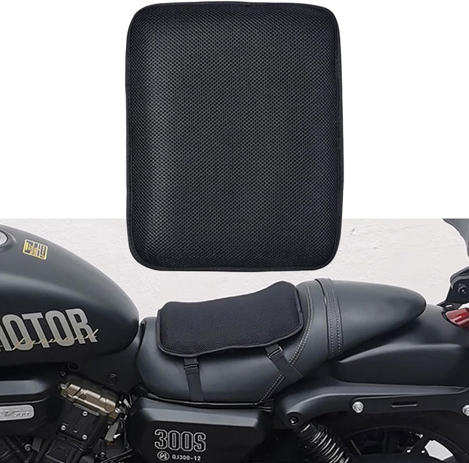Motorcycle Gel Seat Cushion, 3D Honeycomb Shock-Absorbing, Hollow and Breathable, Hel Material Is Compressive, Non-Breaking, Non-Hardening, Soft and Comfortable (Small Rectangular Style) image number 1