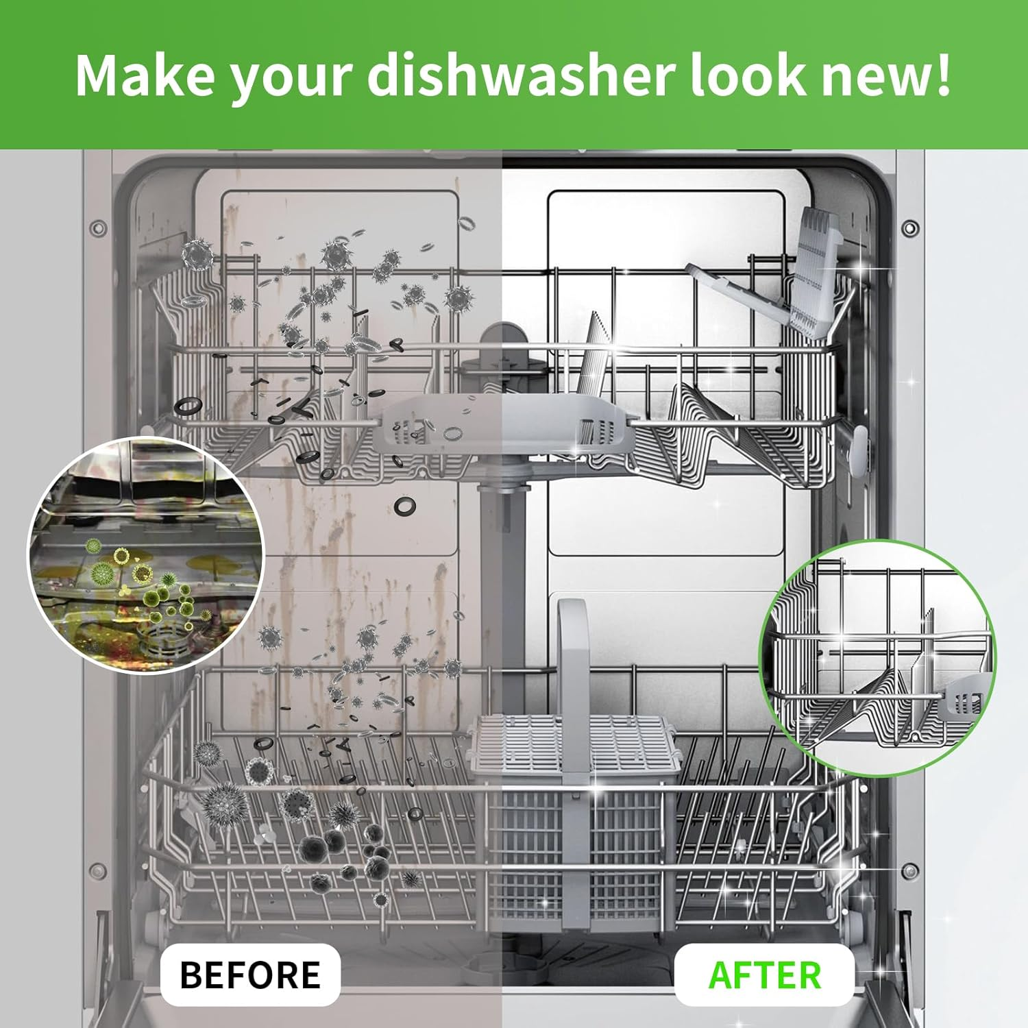 Y-Kelin 24 Pack Dishwasher Cleaning Tablets Cleaner for Dishwasher Limescale Remover image number 1