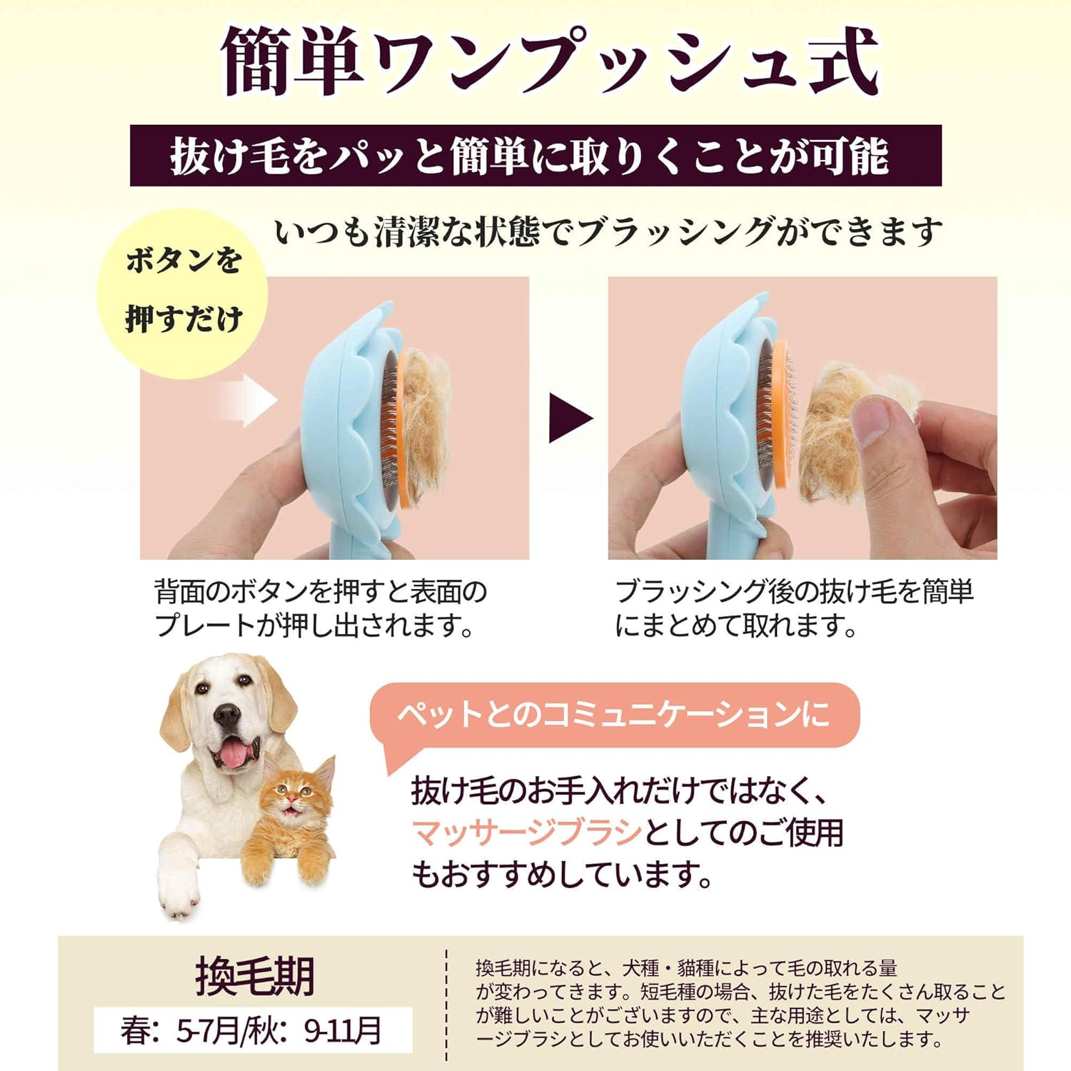 CAPASTEC Pet Brush, Cleaning Brush for Cats and Dogs, Flower Shape Pet Grooming Brush Tool, Easy Detangling Puppy Brush for Hair Massage Indoor and Outdoor, Blue image number 2