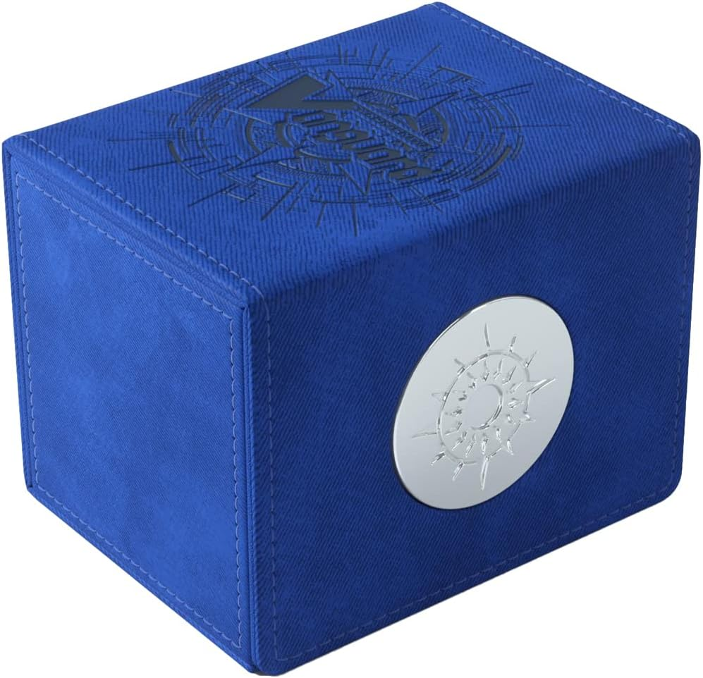 Gamegenic Cardfight!! Vanguard Nation'S Vault | Premium Deck Box | Holds up to 50 Double-Sleeved Cards | Extra Drawer for Power Counters and Accessories | Dark States - Blue Color | Made