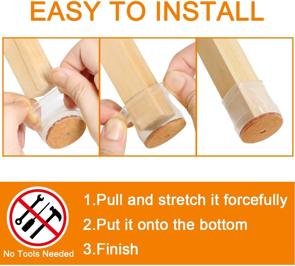 32 Pcs Chair Leg Floor Protectors for Hardwood Floors Silicone Covers to Protect Wood Tile Floors Scratches Felt Pads Furniture Leg Caps No Noise (Small-Clear)