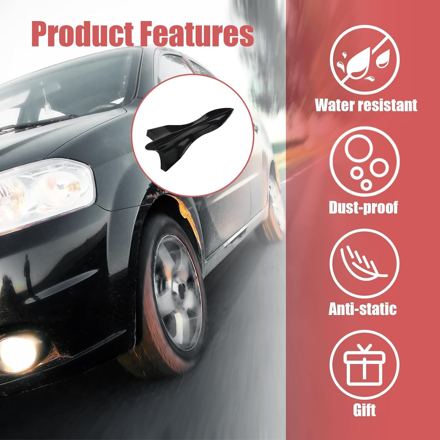 10 PCS Car Shark Fin Diffuser, Universal Roof Diffuser Spoiler, Car Shark Fin Antenna Kit with Selfadhesive Tapes, Vehicle Exterior Decor Accessories Stickers for Most Cars (Black) image number 5