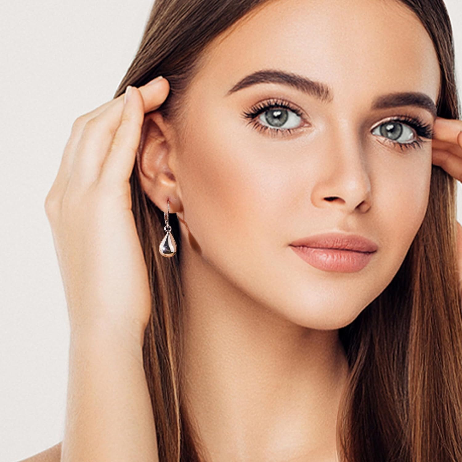 925 Sterling Silver Teardrop Leverback Earrings for Women Girls Waterdrop Tear Drop Dangle Earrings Jewelry Hypoallergenic Silver Teardrop Leverback Dangle Earrings for Women - A-Silver image number 2