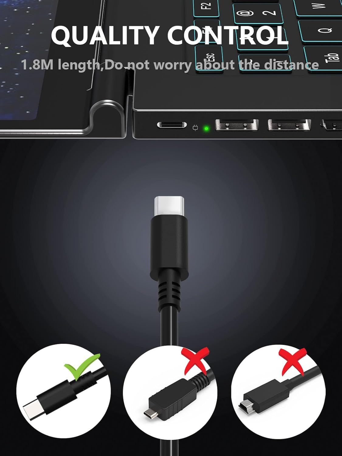 Mixyaceh Universal 65W USB C Laptop Charger, Fast Charging Compatible with Lenovo Thinkpad, Asus, Yoga, Steam Deck, HP, Acer, Chromebook and More Type C Devices - Asus 45W 4.0*1.2Mm image number 4