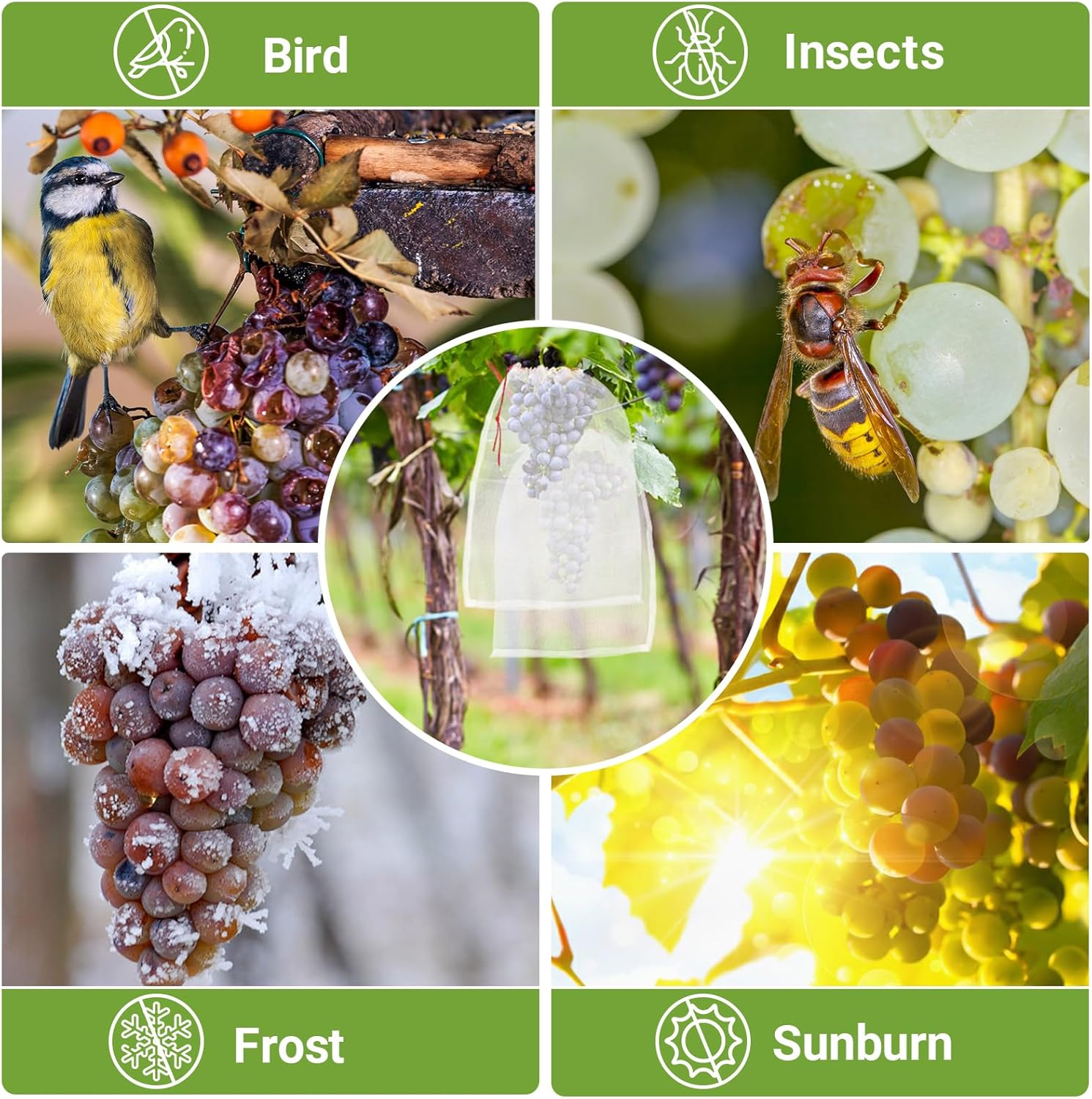 Mesh Fruit Protector Bags, 50 PCS 14X21 Inch Large Fruit Bags for Fruit Trees, Durable Garden Barrier Netting Bag Protect Watermelon Cantaloupe Mango Apricot from Insect Pest Bird image number 2