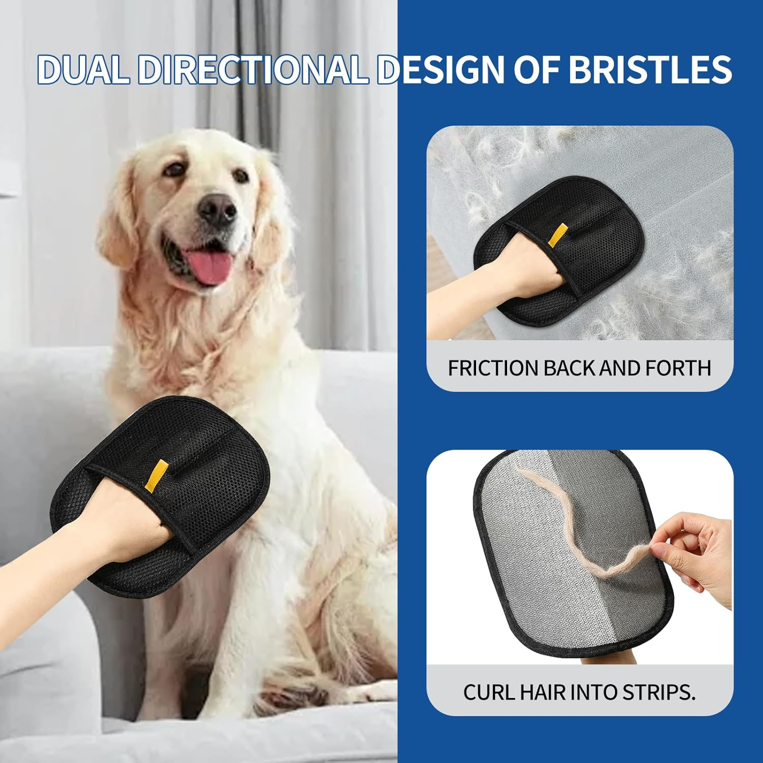 Littleboyny Hair Removal Glove for Cats & Dogs Five Finger Electrostatic Pet Glove Upgrade - Reusable Glove Brush for Clothes, Sofa, Carpet, Car Seat