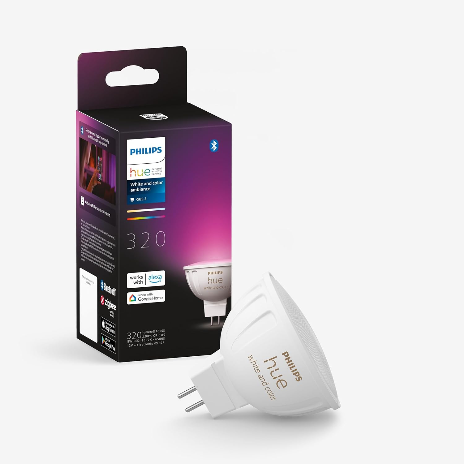 Philips Hue White and Colour Ambiance MR16 Bluetooth Bulb image number 3