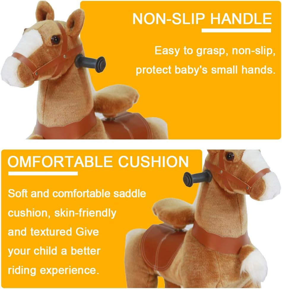 (3-5Years, Brown) - Ride on Horse Rocking House Natural Mechanical Real Walking Horse Unicorn Horse Small for Age 3-5 (Brown, 3-5Years) image number 3