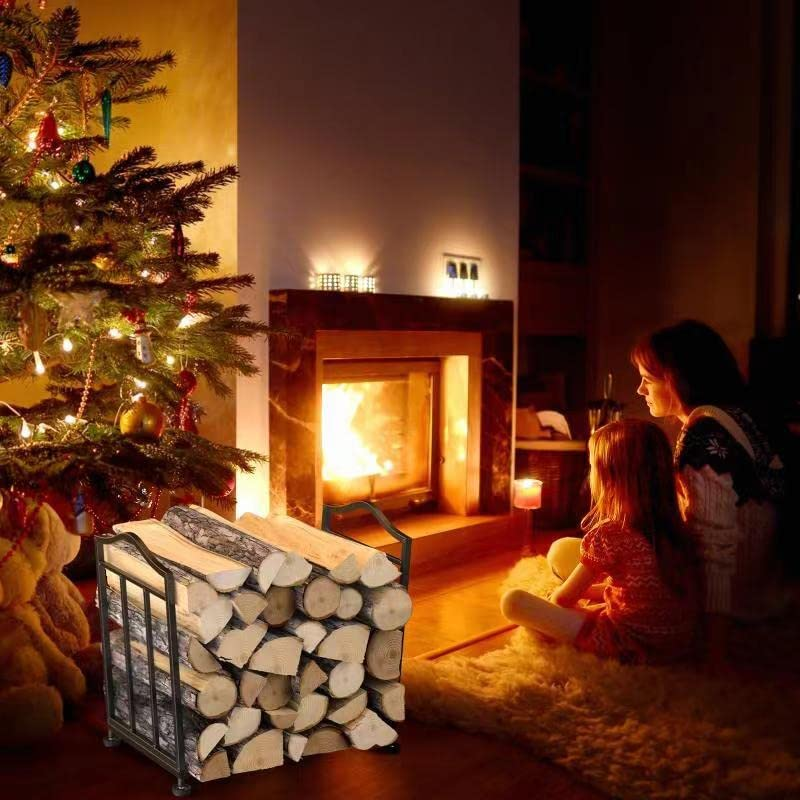 Stlove&reg; Firewood Racks, Metal Fireplace Rack, Indoor Outdoor Folding Fireplace Log Rack, Open Log Holder for Wood Storage, Keeps Firewood Neat,Drying, Fit on Garden,Beside Fire Pits(Not Include Wood) image number 4
