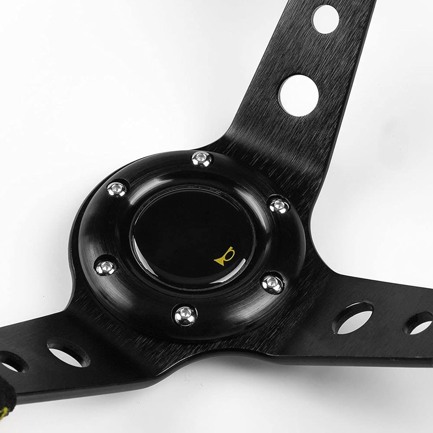 Leather Steering Wheel 350Mm 6 Bolt Suede Leather Sport Racing Drifting Modification image number 4