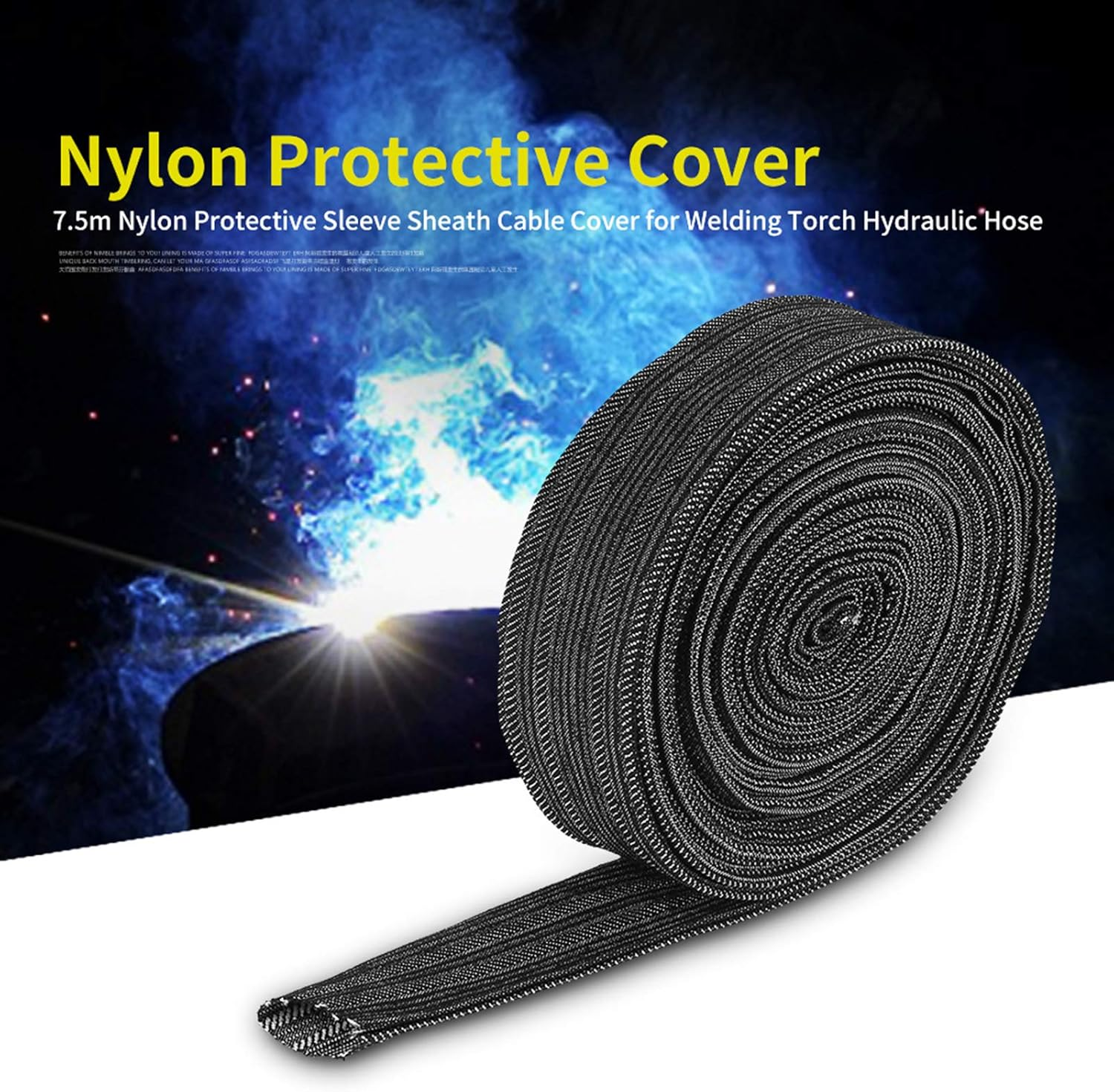 EVTSCAN Cable Sleeves,7.5M Denim Protective Sleeve Sheath Cable Cover for Welding Torch Hydraulic Hose image number 3