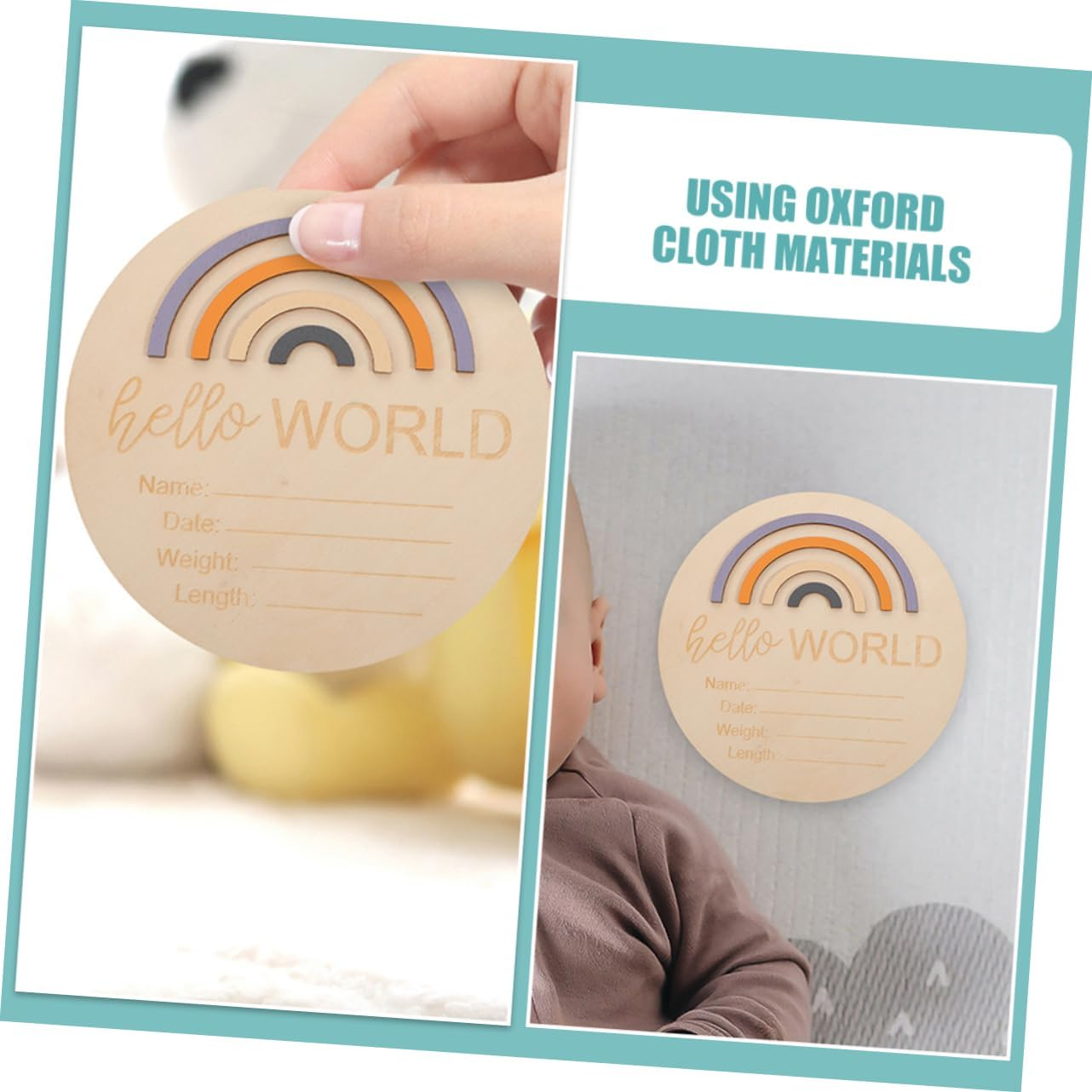 VANZACK 2Pcs Wooden Monthly Milestone Cards for Photoshoots Milestone Wooden Circles for Nursery Decor for Newborn Photography image number 6