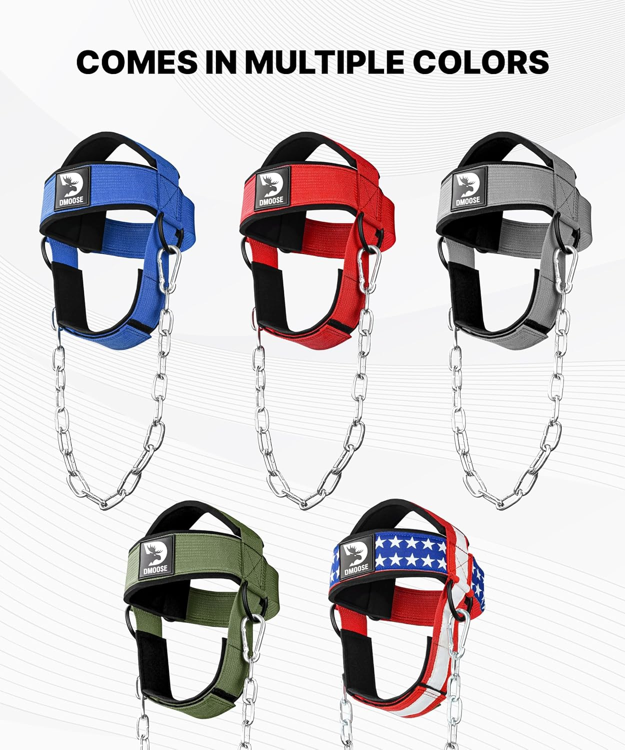 Dmoose Fitness Neck Harness for Weight Lifting - Adjustable Head & Chin Strap with 30" Heavy Duty Steel Chain - Neck Exerciser, Trainer & Strengthener to Support Injury Recovery & Intense Workouts - Gray image number 4