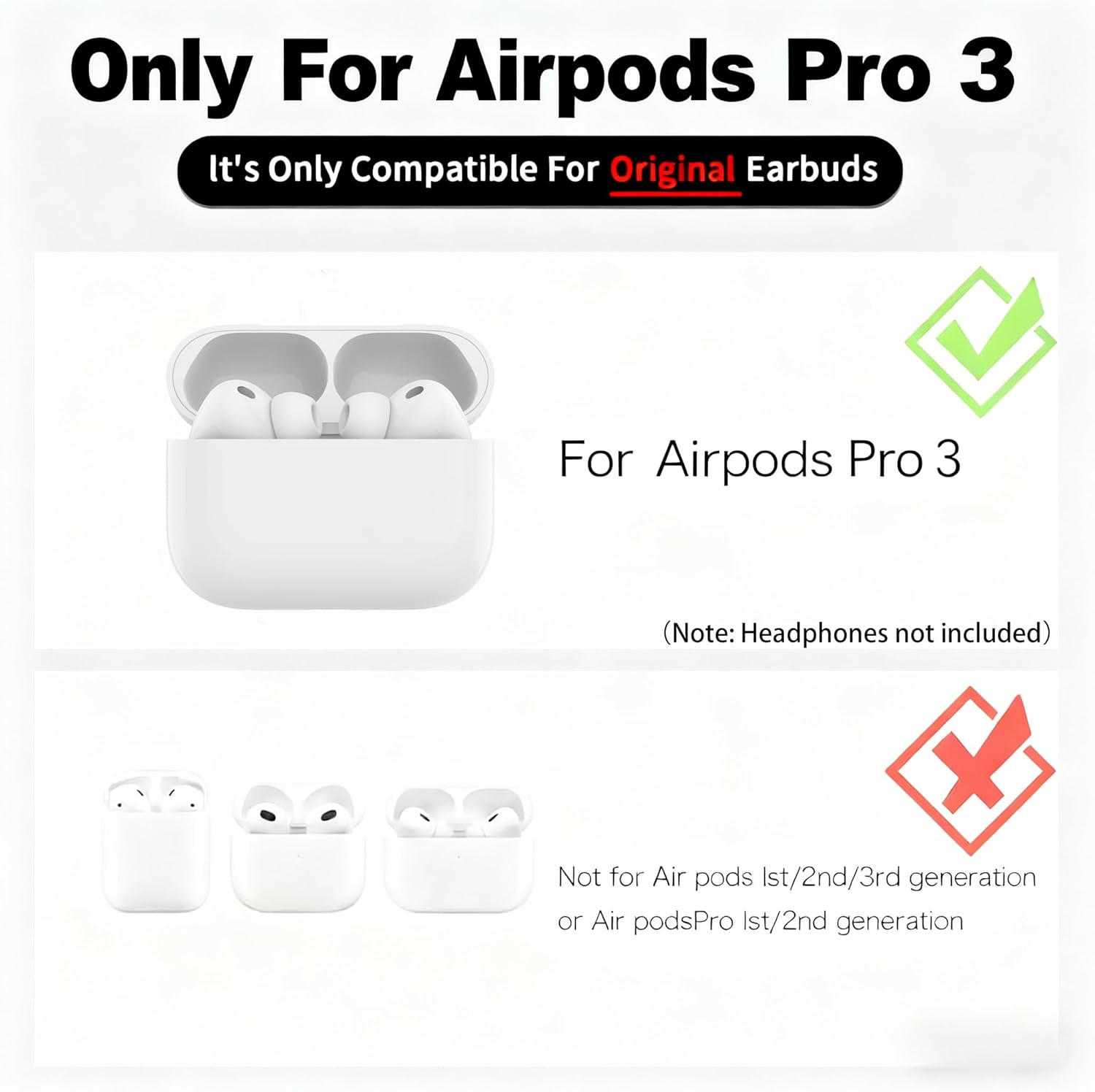 Wasailife Wireless Charging Case Compatible with Airpods Pro 3Rd 2025(Not for Pro 2Nd), USB-C Port Airpods Pro 3 Charging Case Replacement, Earphones Not Included image number 2