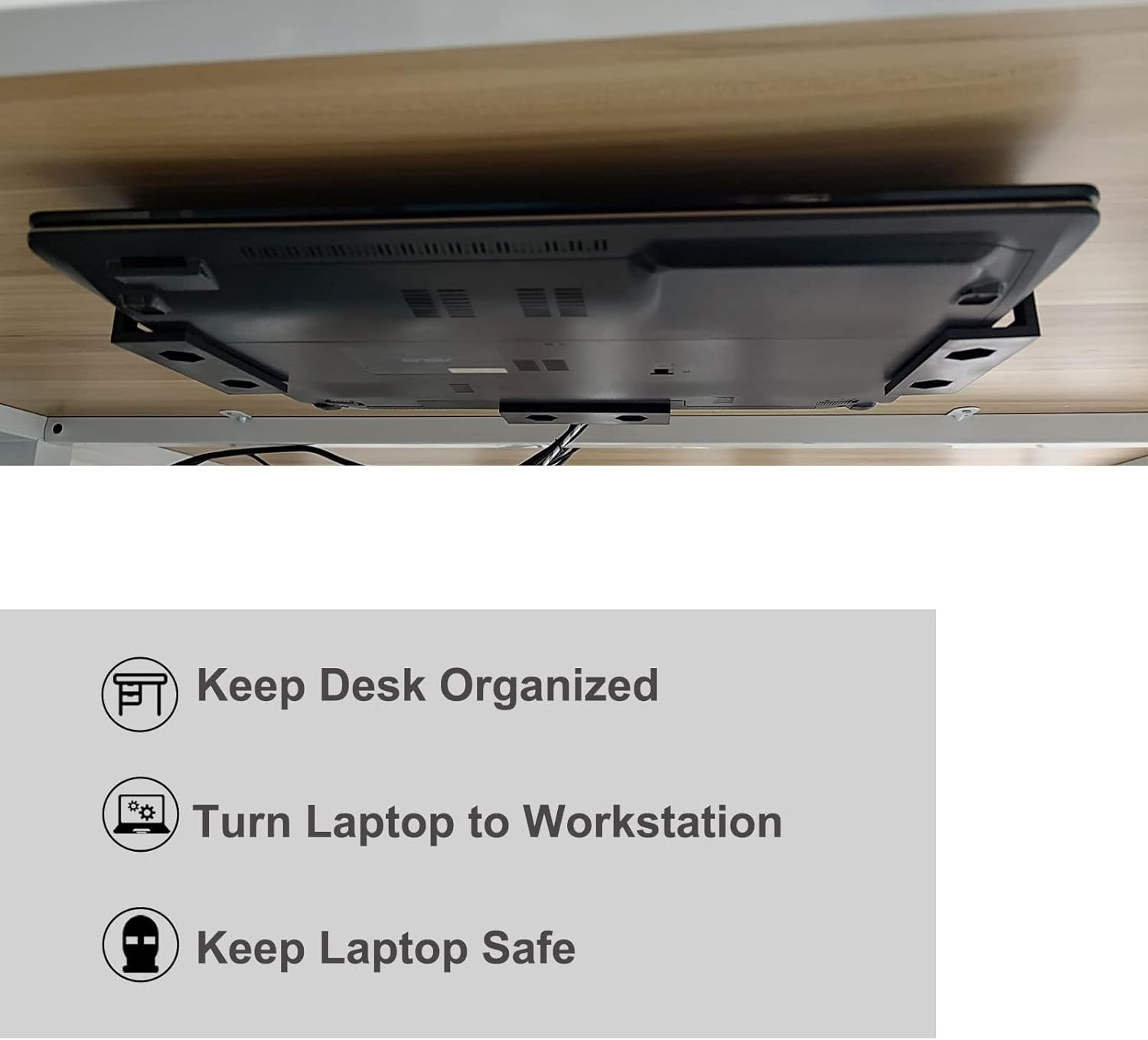 PIAOLGYI 6 Pcs under Desk Laptop Holder Mount with Screw, Bracket, Add on under Table Keyboard Storage