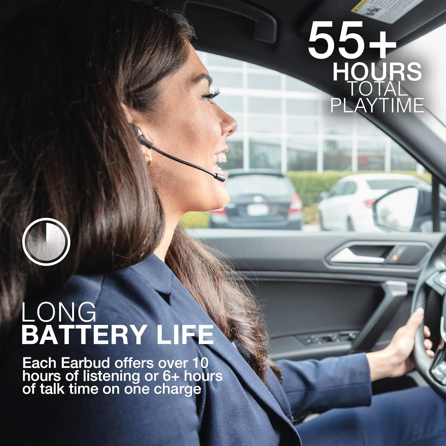 Jlab Work Buds True Wireless Earbud Headset, Bluetooth Earphones with Detachable Microphone - 55+ Total Playtime, Office PC Headphones with Multipoint Connect to Computer, Laptop & Mobile image number 4