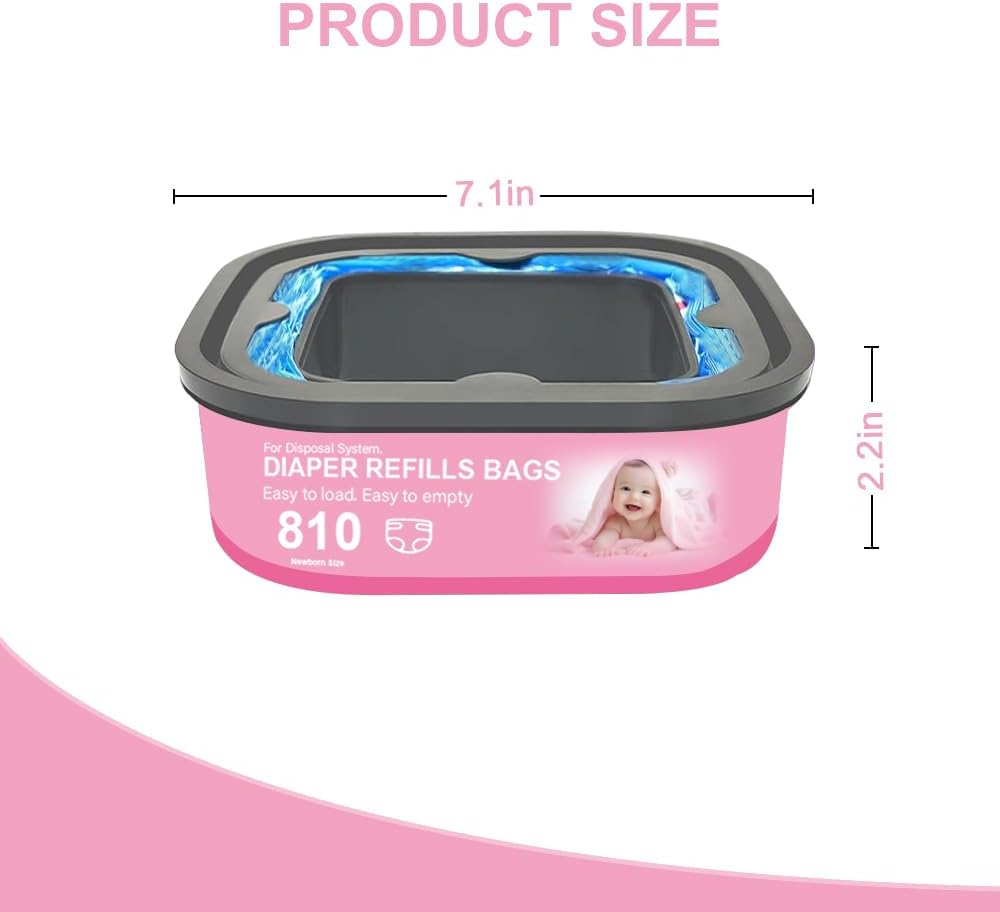 Jumbo Square Refills Disposal Bags Refill Compatible with Genie Diaper Compact, Select and Classic Pails, Hold up to 810 Newborn-Sized Diapers per Refill, 6 Pack image number 4