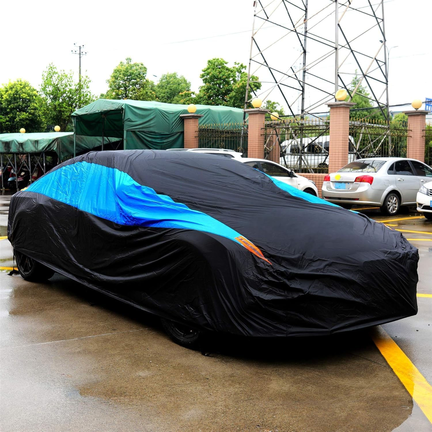 Waterproof Car Cover, All-Weather Snow Proof, UV Proof, Windproof Outdoor Full Car Cover, Suitable for Sedans, SUV, Pickup Truck (Suitable for Vehicle Length 5.1-5.3 Meters, Blue) image number 3