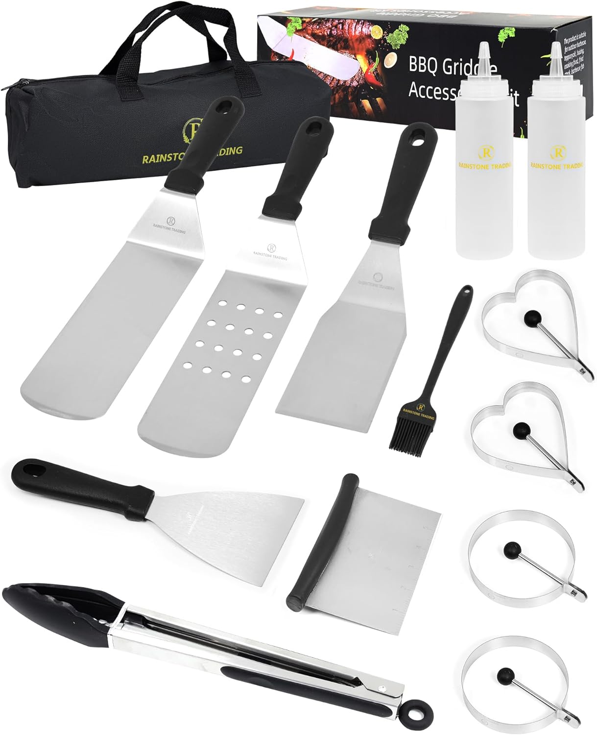 Blackstone Griddle Accessories Kit, 14 Pcs Stainless Steel Griddle Grill Tools Set Blackstone and Camp Chef, Professional Grill Spatula Set for Men Women Outdoor BBQ and Camping image number 4