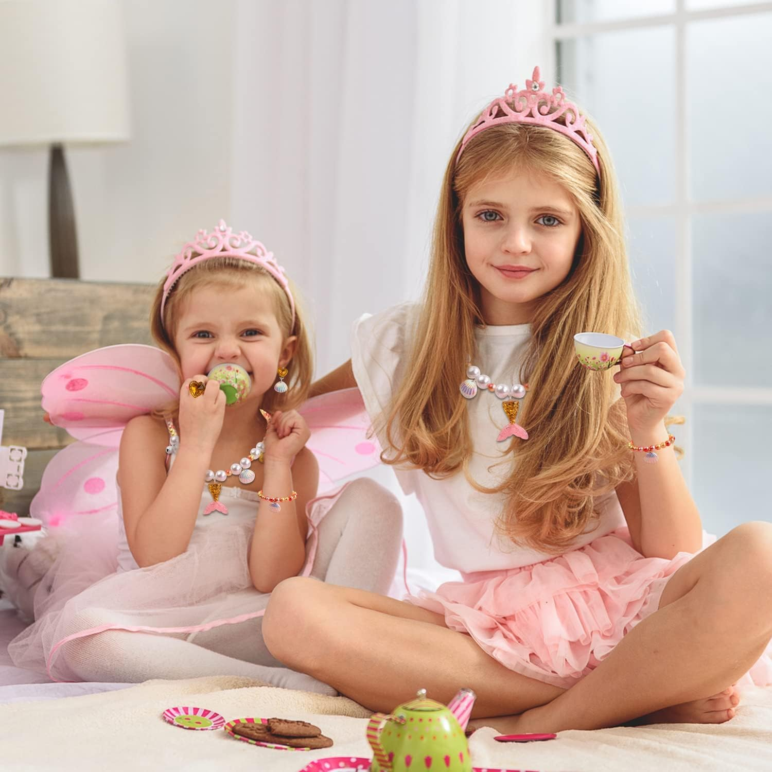 Kids Jewellery Sets for Girls, 5 Year Old Girls Gifts, Girl Jewellery Sets for Kids, Birthday Gifts to Girls (Necklace, Bracelet, Earrings, Ring) image number 5