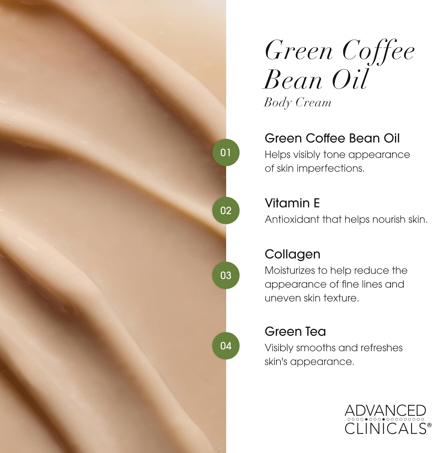 Advanced Clinicals Green Coffee Bean Oil Thermo-Firming Cream (16 Oz) image number 4