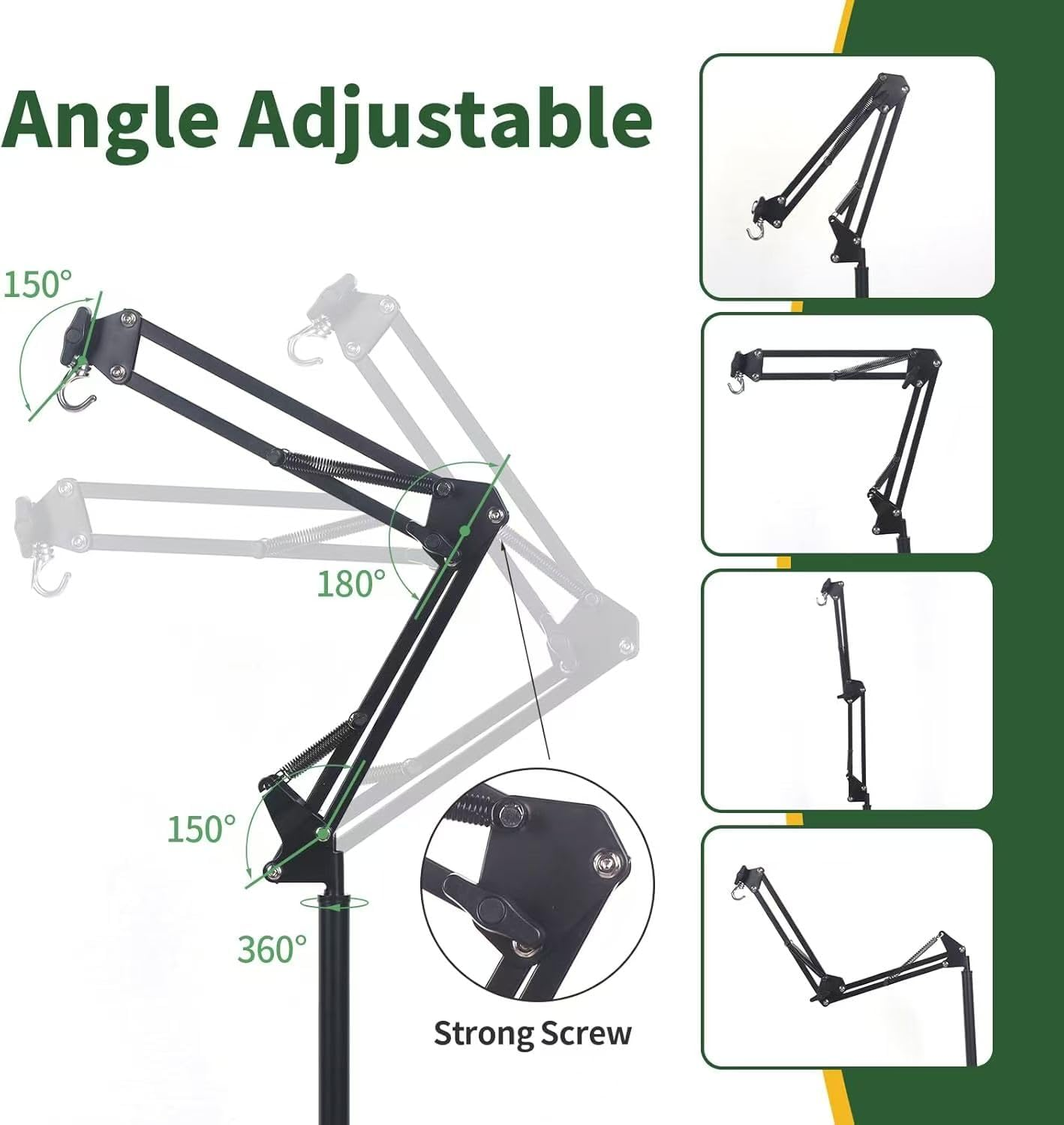 Terrarium Stand Reptile Tank Stand with 360&deg; Adjustable Swing Arm, Heat Lamp Holder for Bearded Dragon Turtles Snake and Chicks image number 3