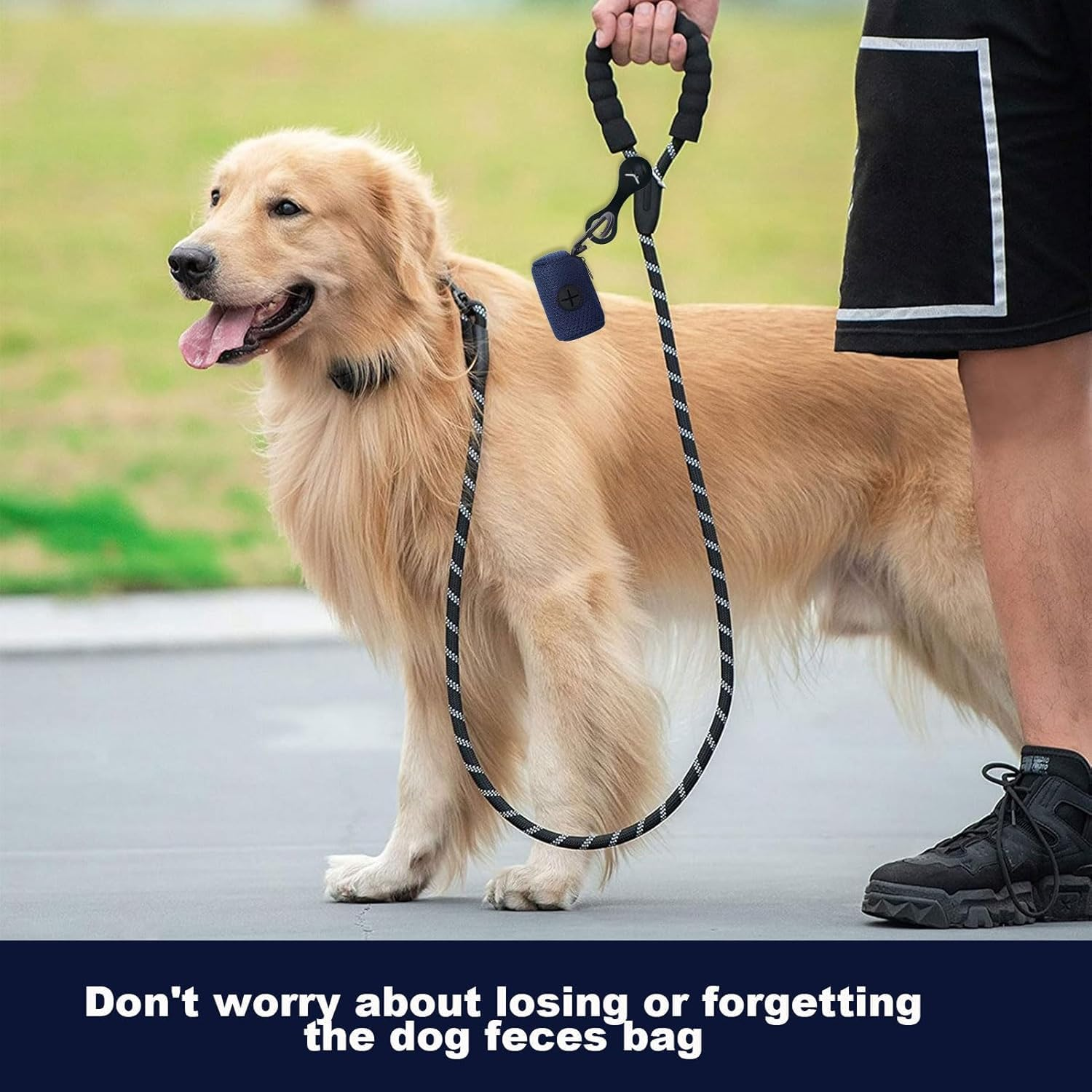 Liyquint 1PCS Dog Poop Bag Holder & 2PCS Dispenser, Fits Any Dog Leash, Mesh Fabric Attachment with Zipper, Large Waste Bag Carrier for Dogs - Durable & Portable (Dog Poop Bag Clip/Waste Bag (Blue) image number 2