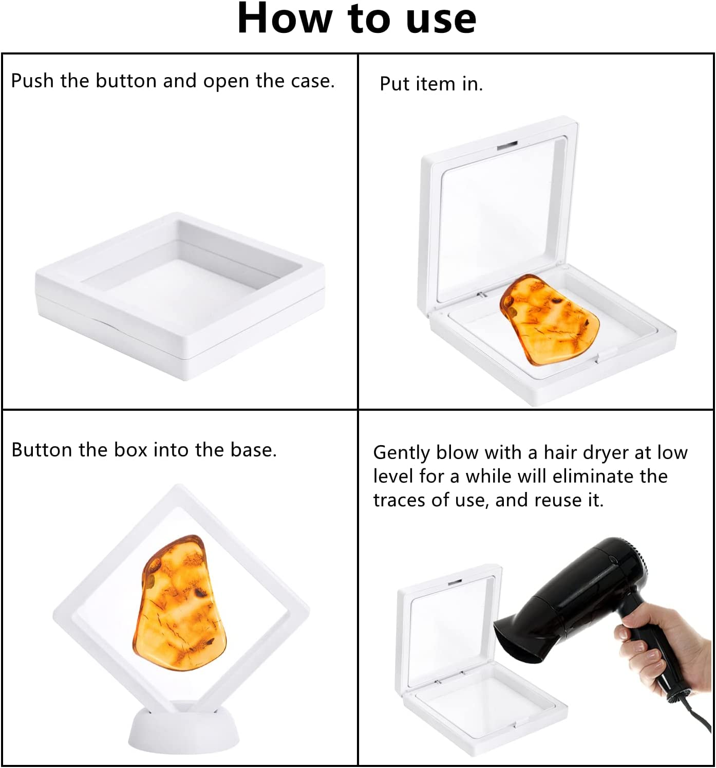 Dicunoy 20 PCS 3D Floating Frame Display Case, Coin Display Box for Challenge Coins, Rocks, AA Medallion, Jewelry, Shells, Fossils, Gems, Minerals, Pins, 3.5" X 3.5" X 0.8"