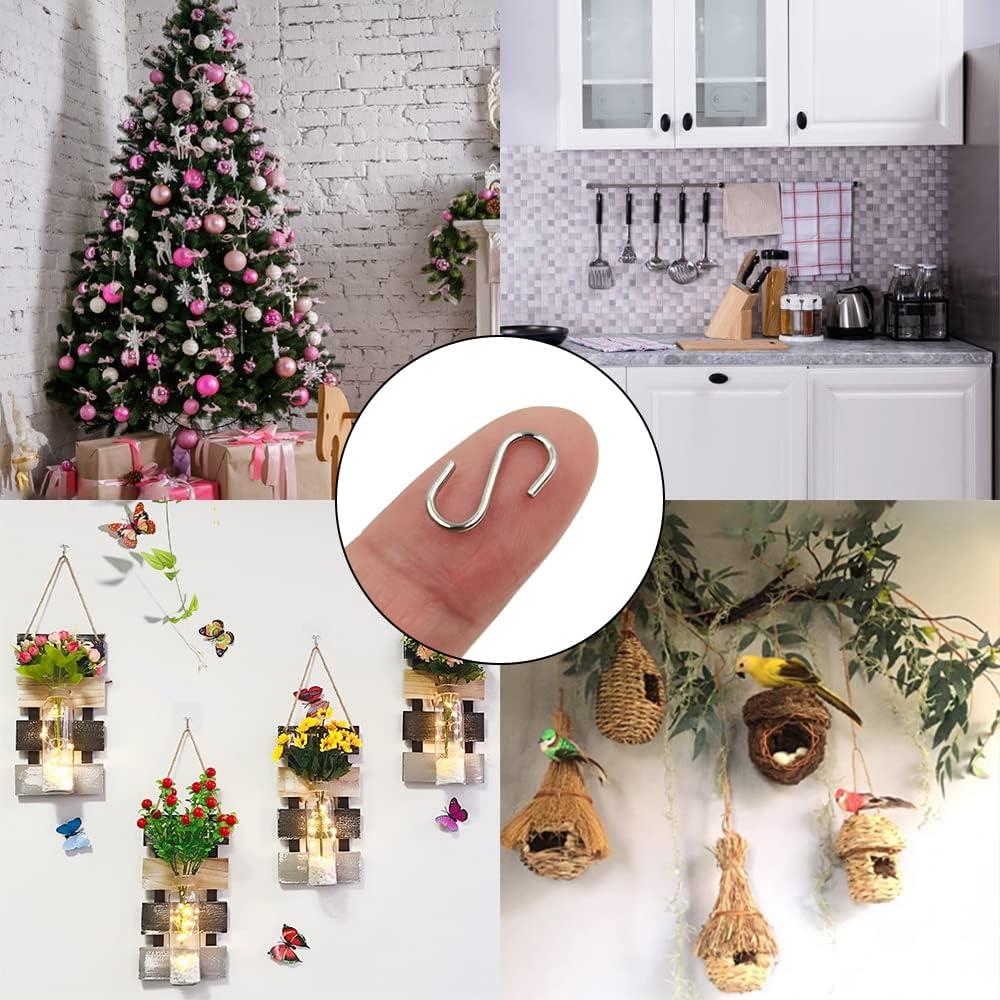 Sourceton 200Pcs 0.55 Inch S Hook Connectors, Mini Metal Hook, DIY Supplies, Curtain Hanging, Key Ring, Jewelry Connector, Pet Tag Hook image number 1