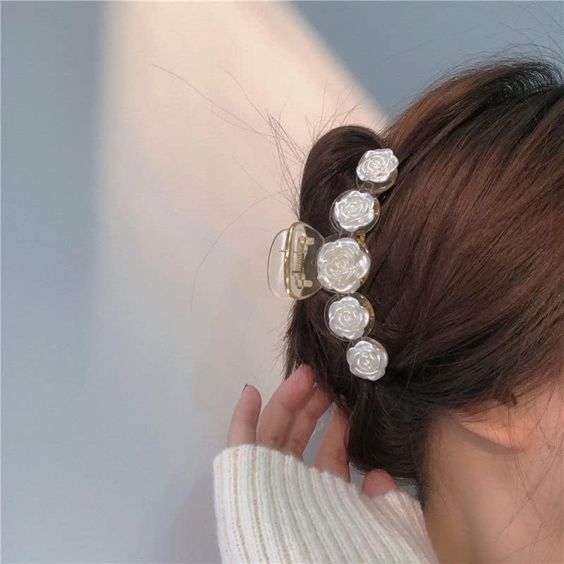 Hair Clips Flower Hair Clips Hair Accessories for Women Girls Women Kids 1 Piece Fashion Hair Claw Wedding Hair Styling Tools for Party Wedding Daily Training Beige image number 6