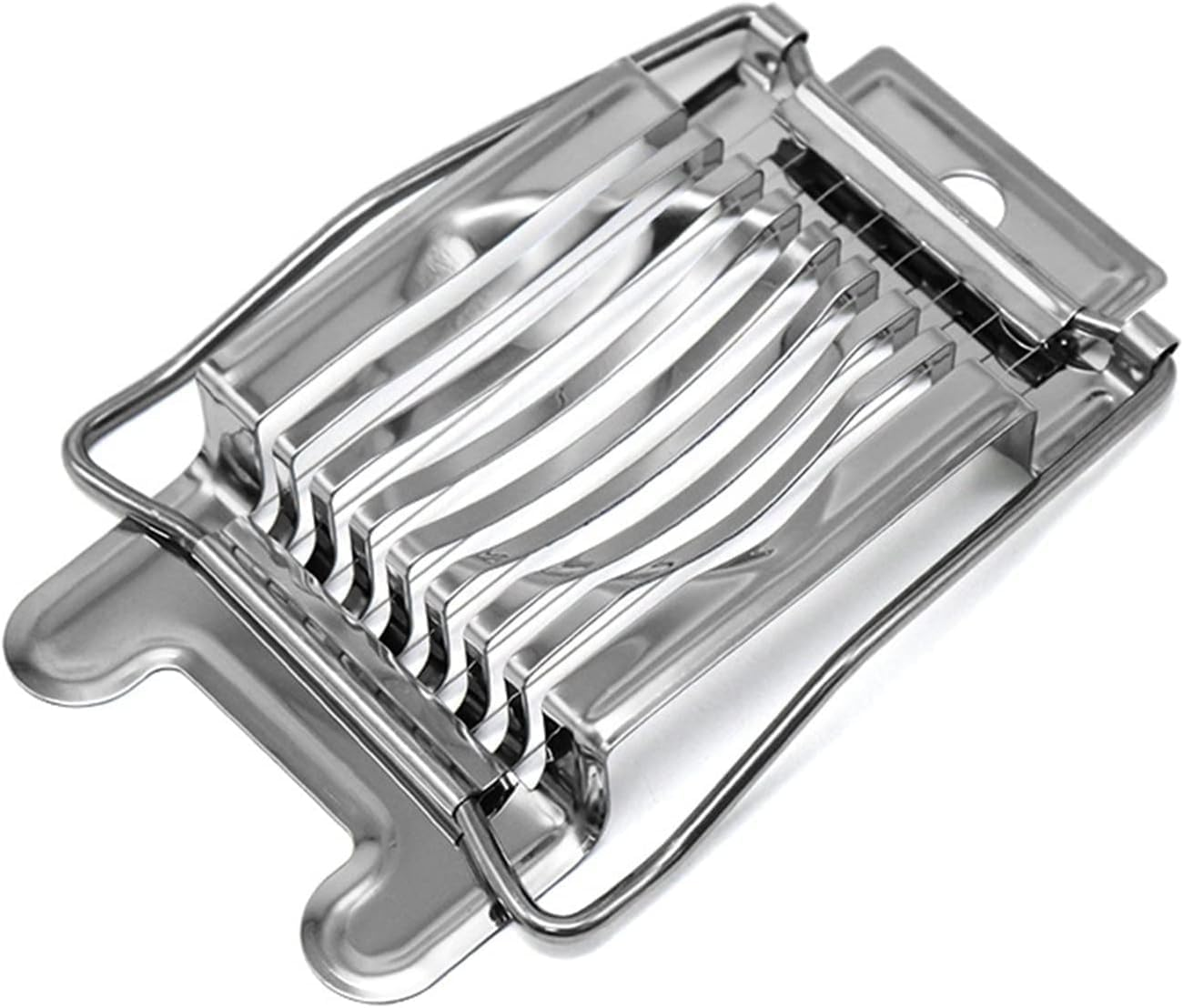 1 X Silver Egg Cutter Made of Stainless Steel, Multi-Purpose Egg Cutting Tool, Egg Separator for Eggs, Cutting, Boiled Eggs, Potato Cutter, Dishwasher Safe, Vegetable Slicer, Egg Cutter image number 5