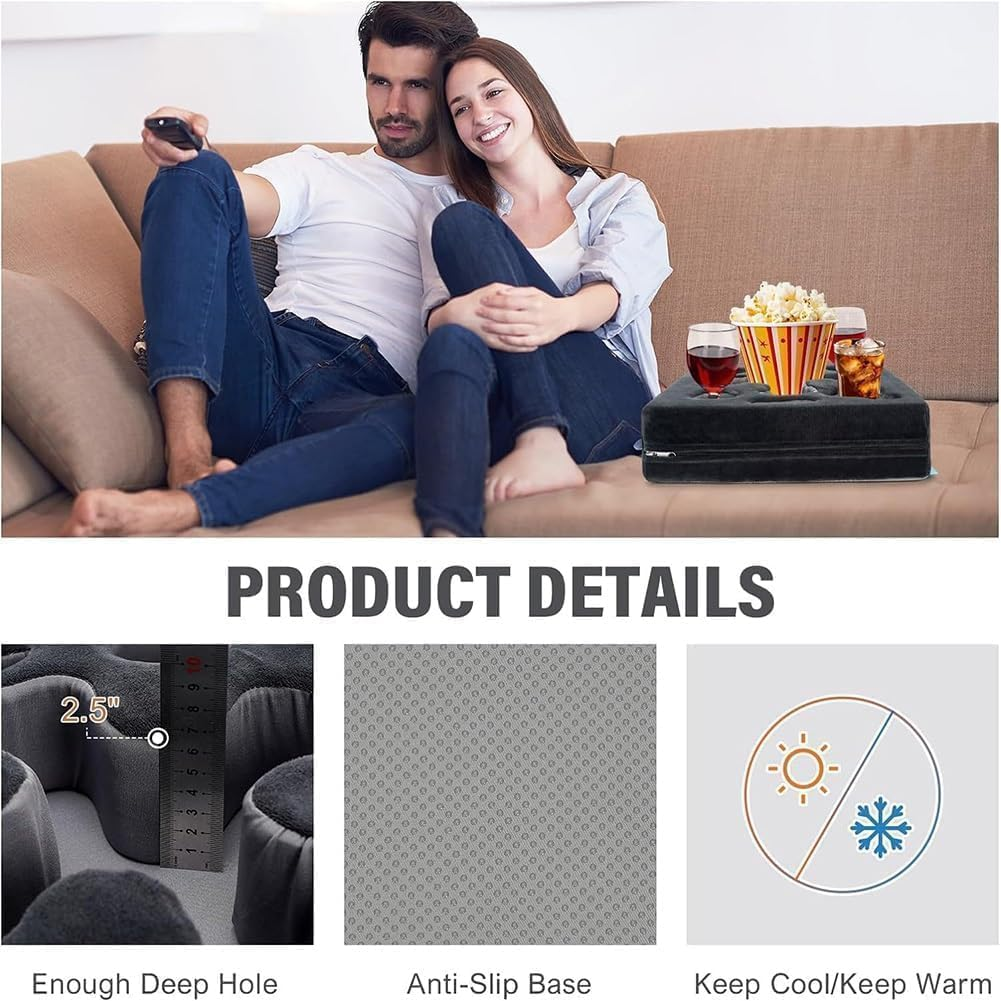 Couch and Bed Cup Holder &ndash; Black Sofa Tray for Drinks, Snacks, and Remote Controls image number 3