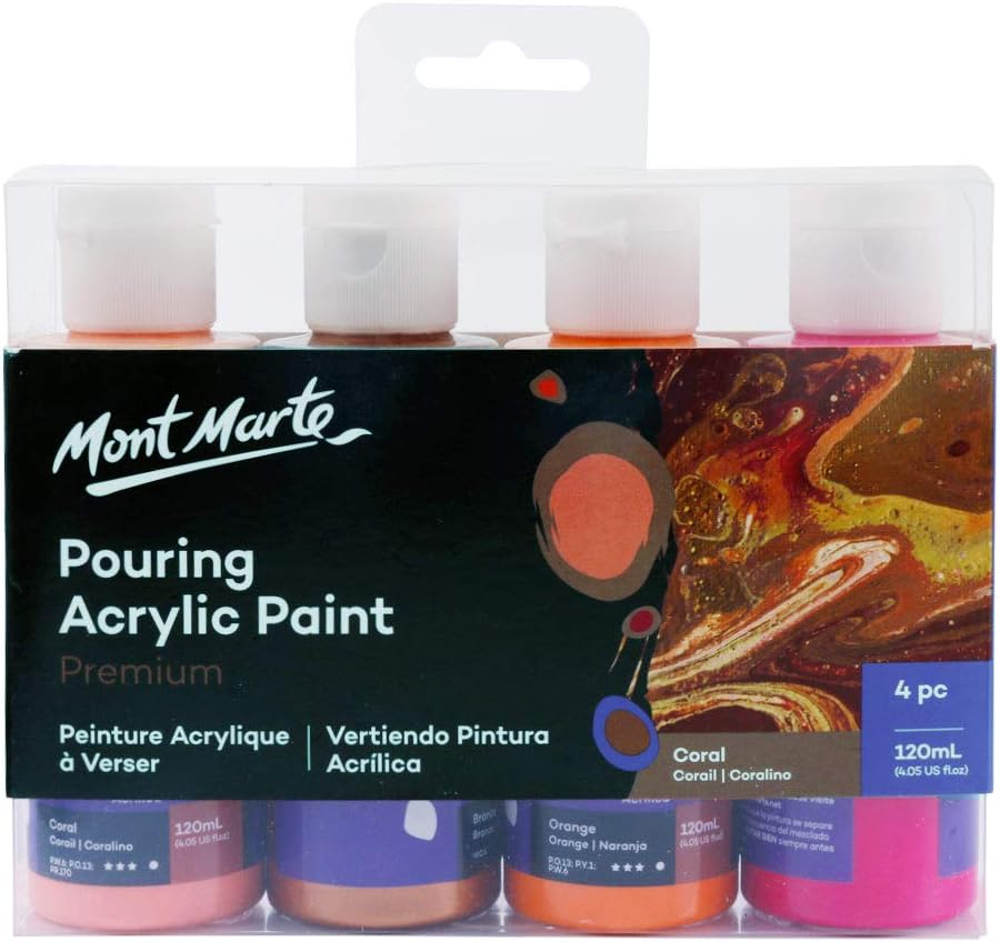 Mont Marte Pouring Acrylic Paint 4-Pieces Set, 60 Ml, Celestial
