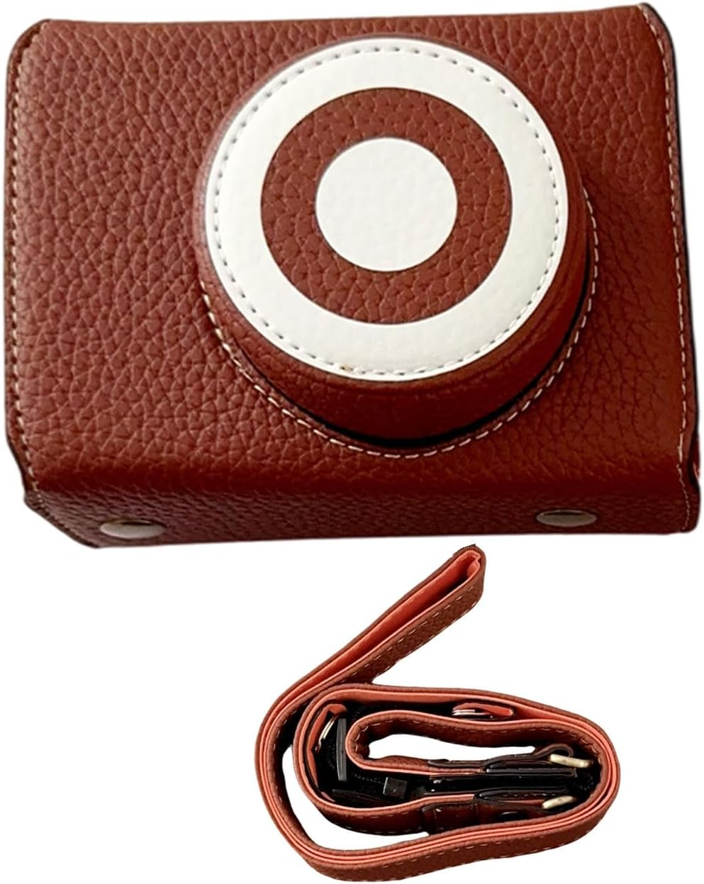 Jectse Camera Case Fit for FUJIFILM XE5, PU Leather Crossbody Camera Bag, Including Half Case Flip Cover and Adjustable Shoulder Strap (Orange)