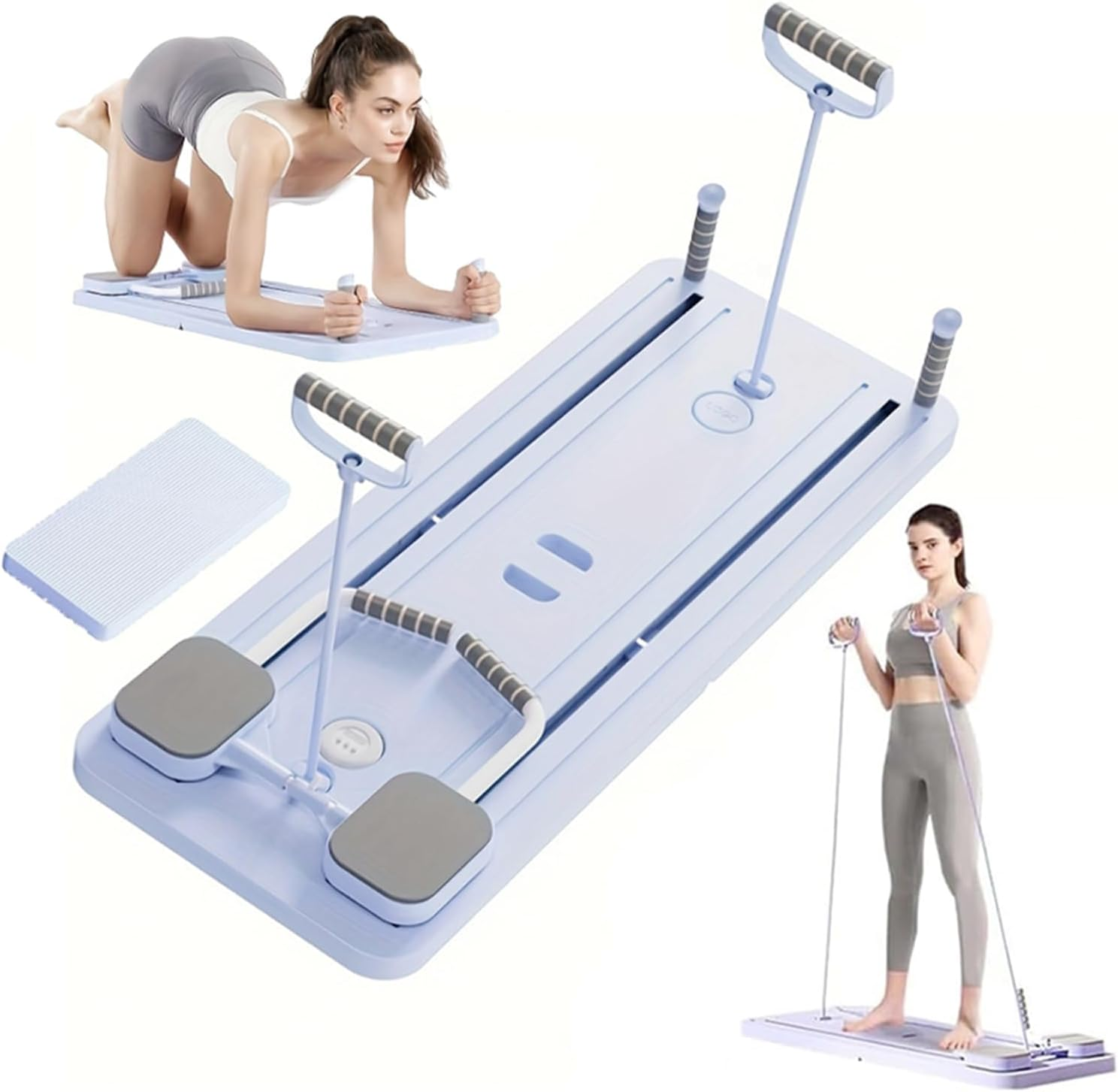 Pilates Board, Pilates Reformer, 5 in 1 Multi-Functional Fitness Board, Suitable for Core Training, Fat Burning, Pilates, with Automatic Rebound Design, Simple Operation, Easy Storage