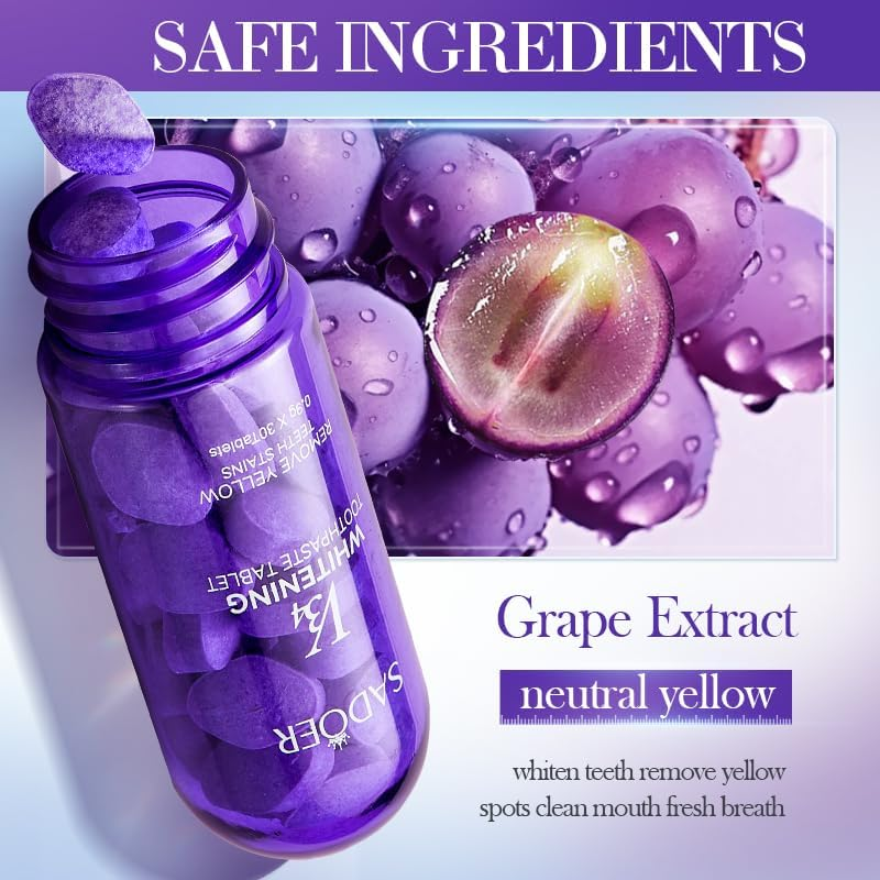 V34 Whitening Toothpaste Tablets, 30 Tablets, Removes Yellow Stains image number 4