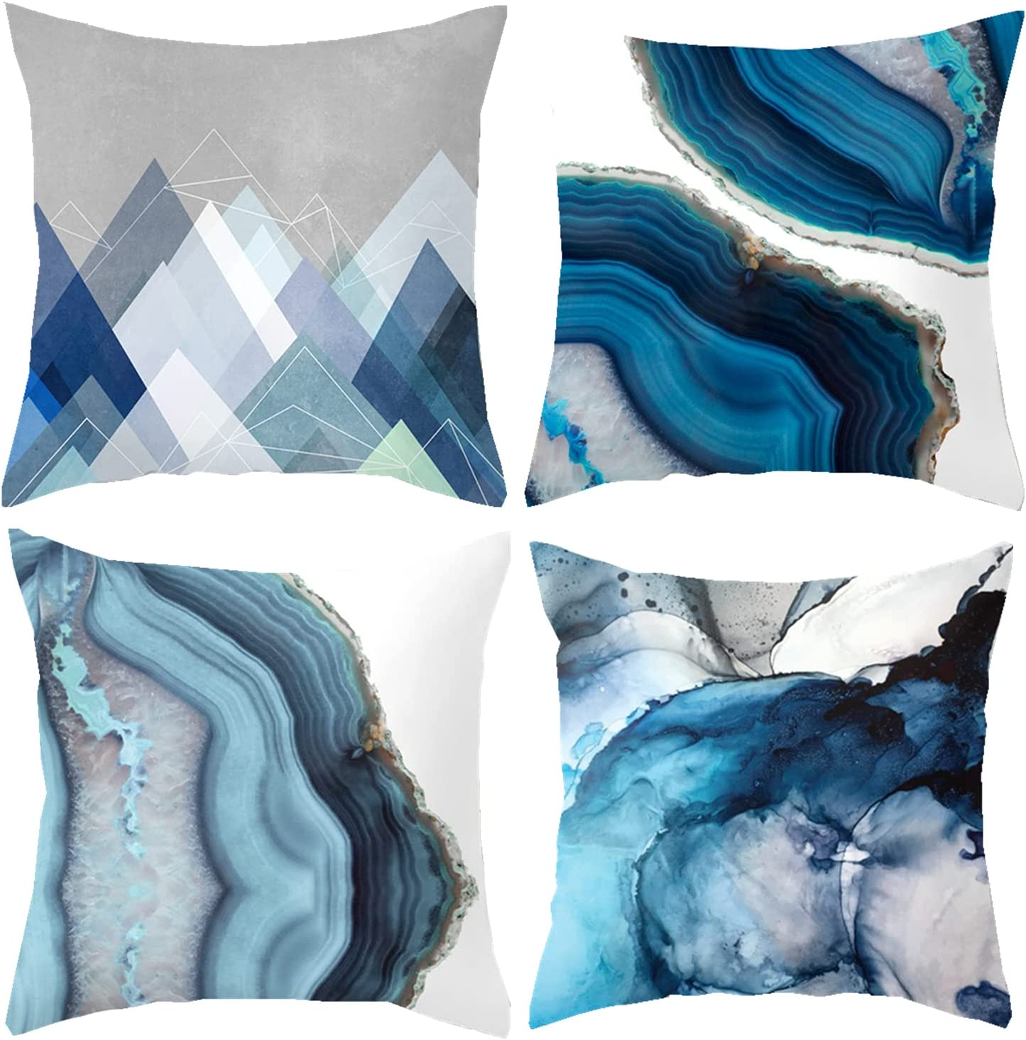 Home Decorative Pillow Covers 18 X 18 Inch Set of 4 Modern Soft Cotton Linen Throw Pillow Covers Cushion Case for Couch Sofa Living Room Patio Indoors Outdoors Style Home Decor