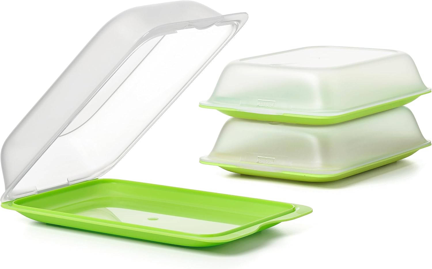 TATAY Cold Meat Containers for Fridge | Set of 3 Maxi | Fridge Storage | Removable Lid, Stackable | Microwave, Freezer and Dishwasher Safe | Bpa-Free, 17 X 6,2 X 25,2 Cm, Colour Lime image number 5