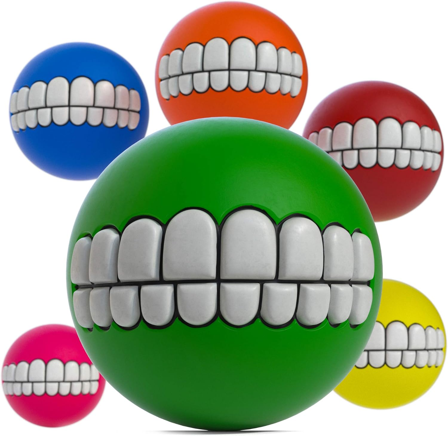 SLR Brands 6 Pack Teeth Ball for Dog and Pets with Funny Human Smile Ball for Dog Ball Also a Great Teeth Toy Chew Squeaker Squeaky Sound Dog Puppy Play Toys Chew Toys image number 2
