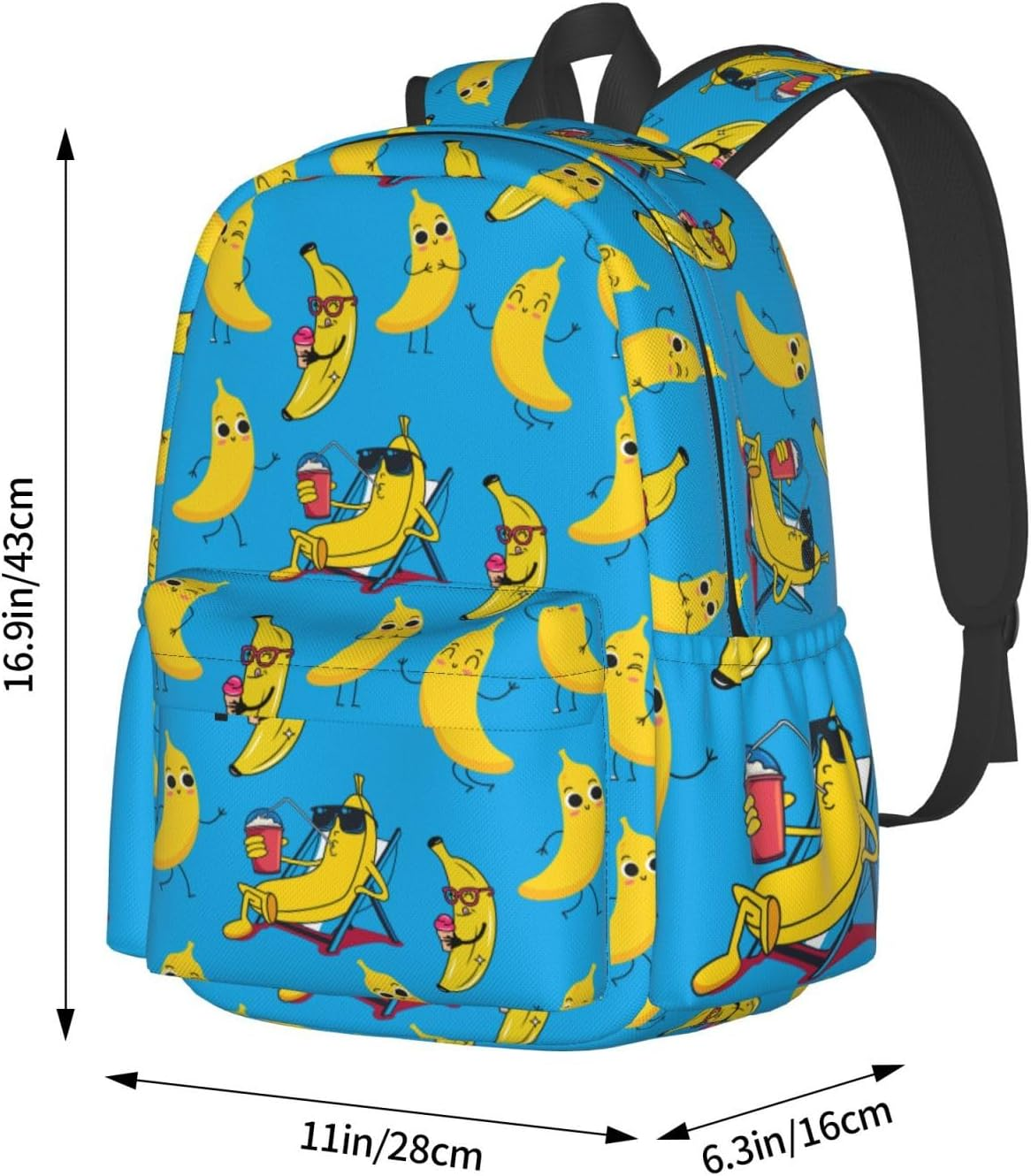 DEKIFNHG Cute Cat School Backpack Casual Sports Bookbag Travel Laptop Backpacks for Students Boys Girls - Funny Banana image number 2