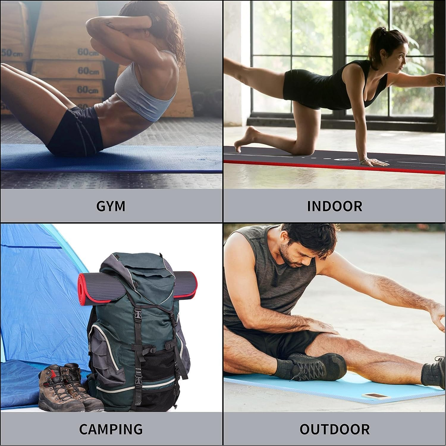 PROIRON Yoga Mat Eco Friendly NBR All-Purpose 10Mm Thick Non-Slip Exercise Mat High Density Anti-Tear Pilates Mat with Carrying Strap for Yoga Pilates and Gymnastics - 183Cm X 66Cm X 1Cm - 7 Colours(Only Official Brand : PROIRON) - Black (Edge Protection, Durable Robust) image number 2