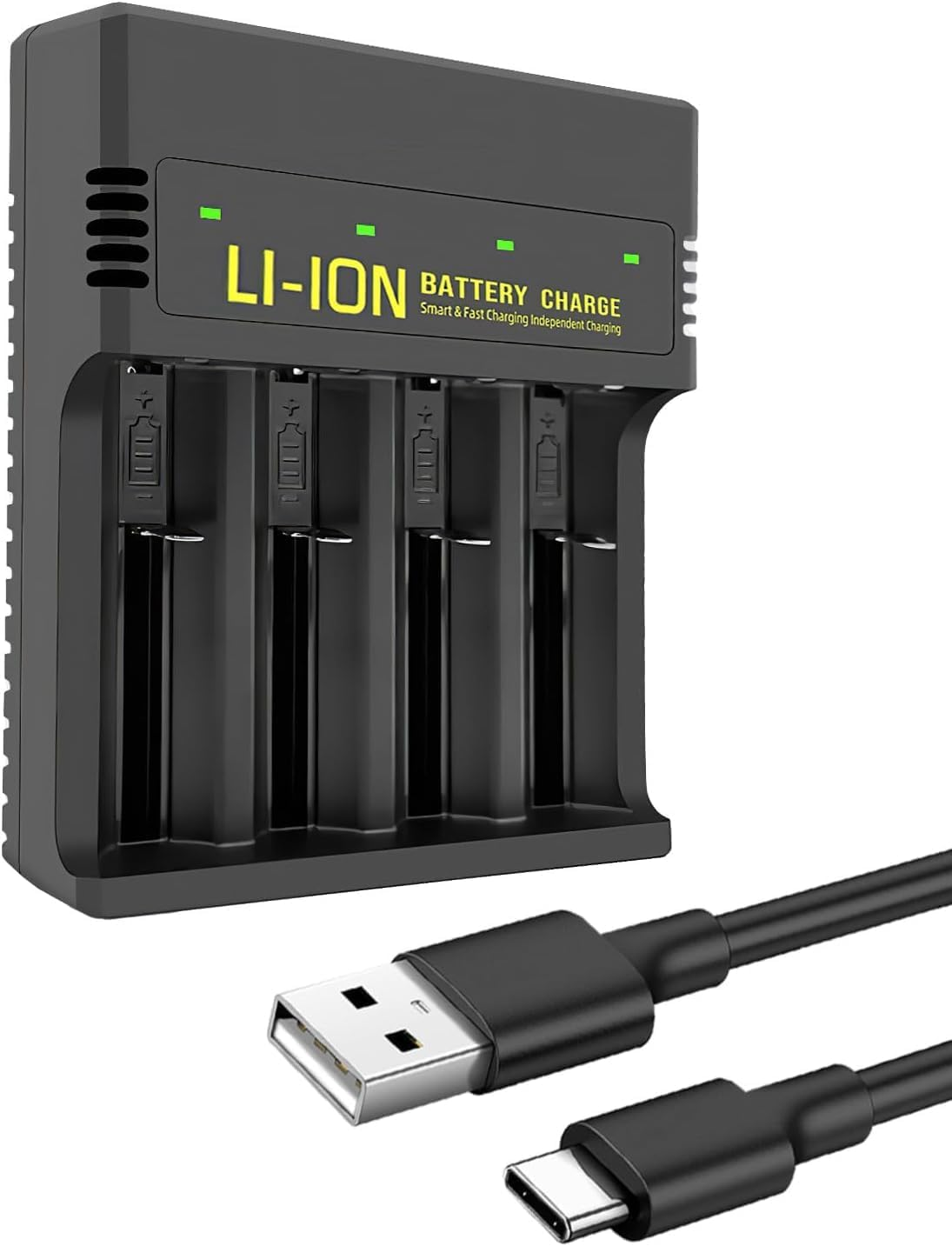 Rechargeable Battery Charger with 4 Slots Ni-Mh for AA AAA Rechargeable Batteries 3.7V Individually Charger USB and Type C Input Intelligent LCD Light for 18650 18500 21700 26650 14500 16340 Batteries image number 5